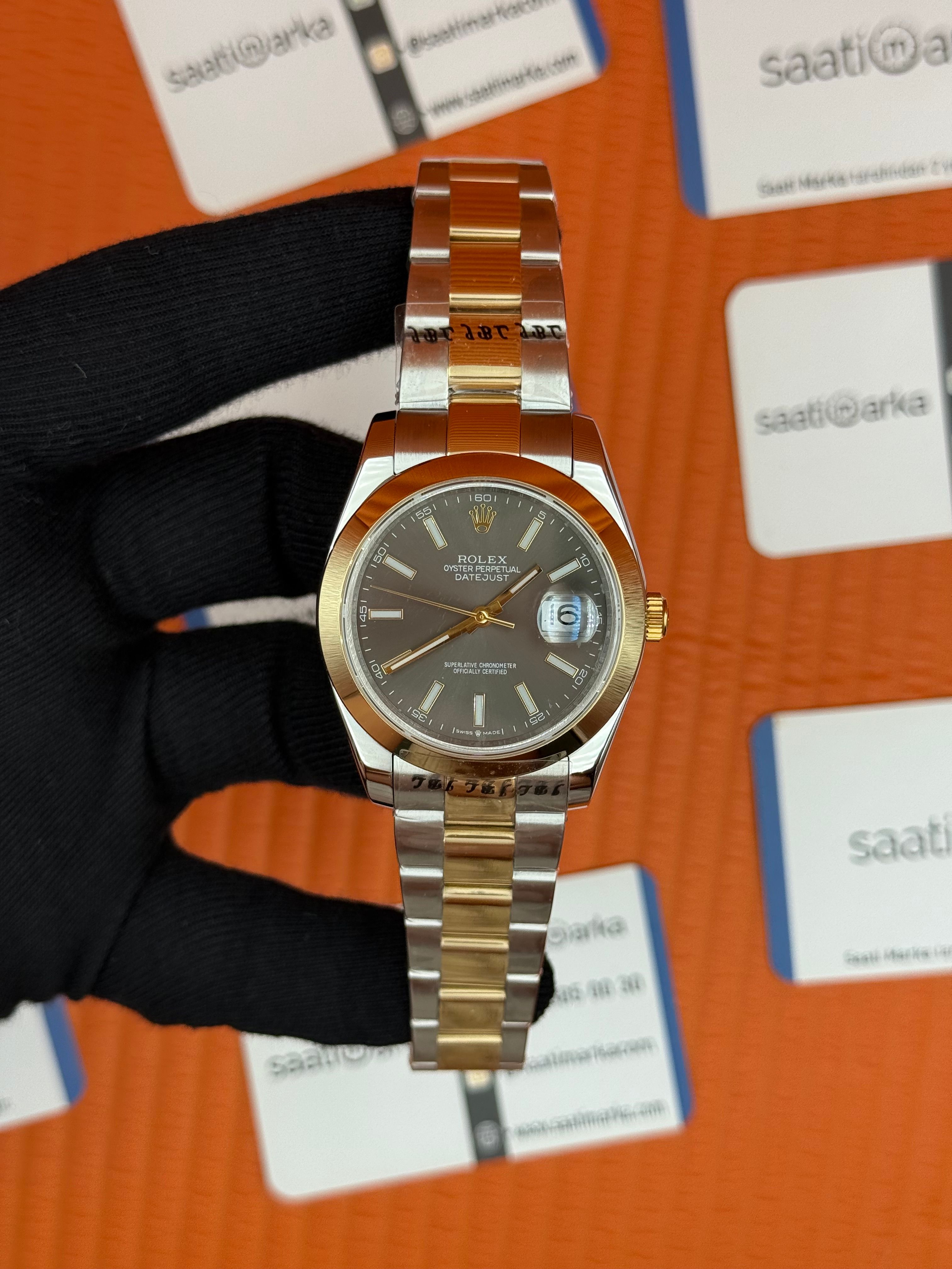 ROLEX Datejust gray dial gold silver kasa-kordon oyster
