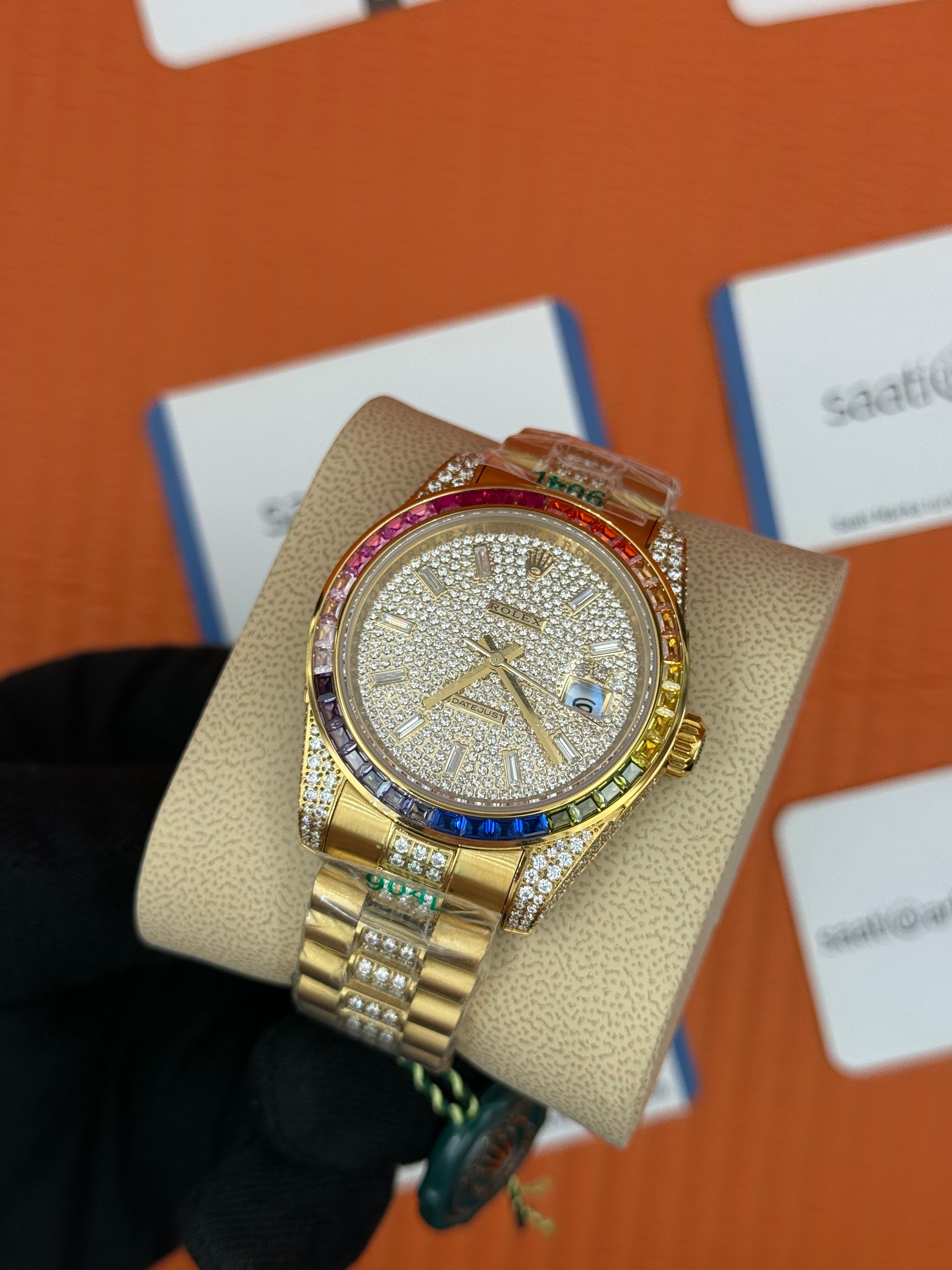 ROLEX Datejust taşlı kasa kordon gold