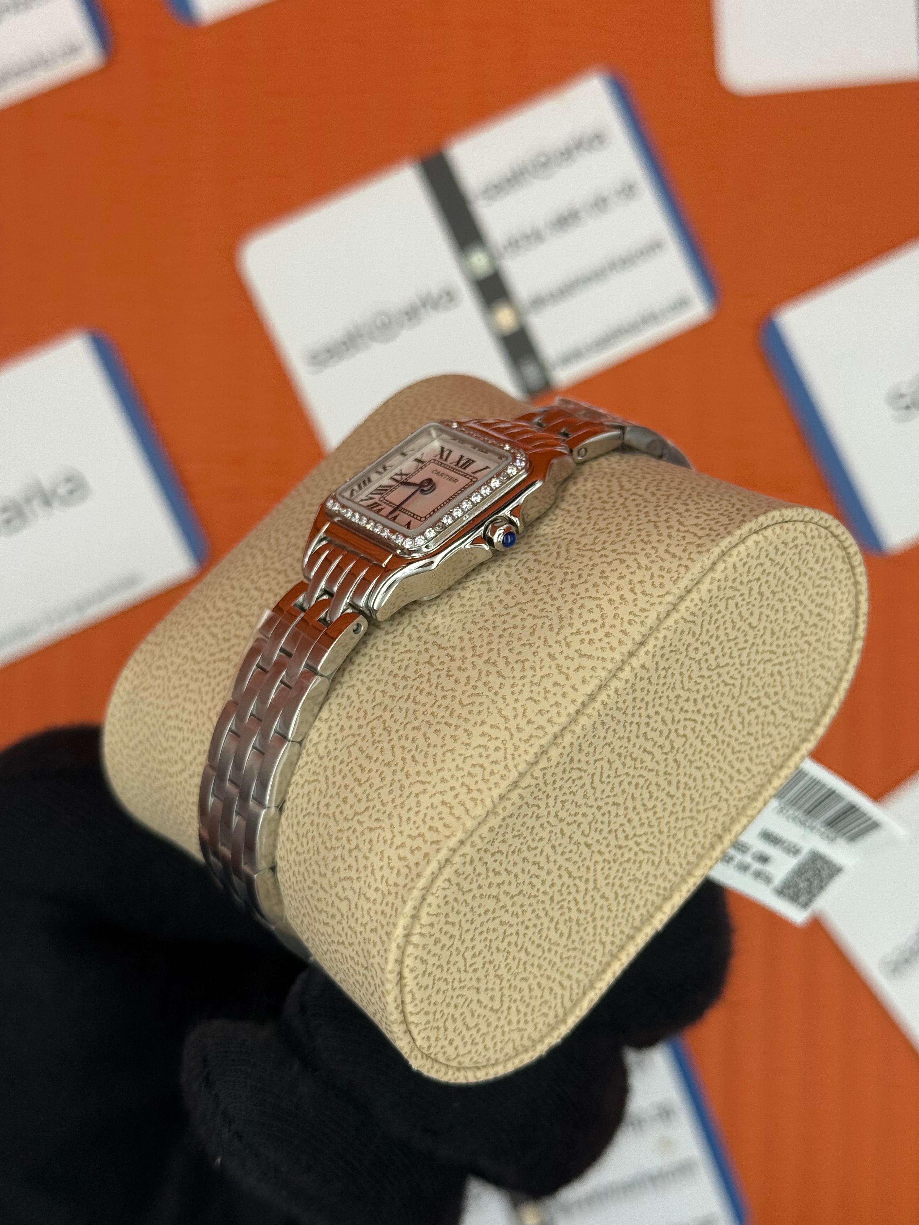 ROLEX Panthere 22mm kasa taşlı bezel silver kasa kordon  beyaz kadran lacivert akrep yelkovan