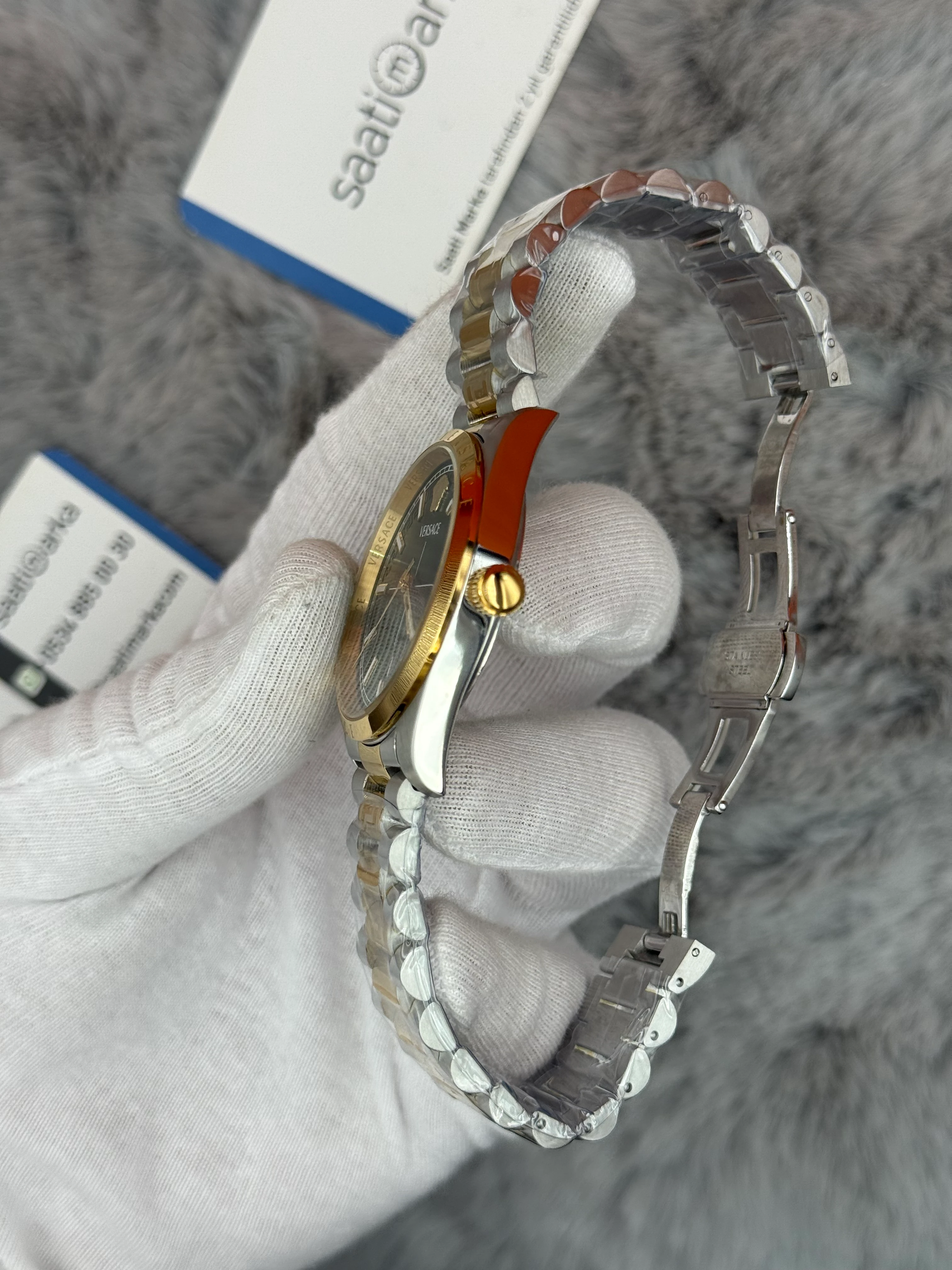 VERSACE 40MM YEŞİL KADRAN GOLD SİLVER KASA KORDON ERKEK KOL SAATİ