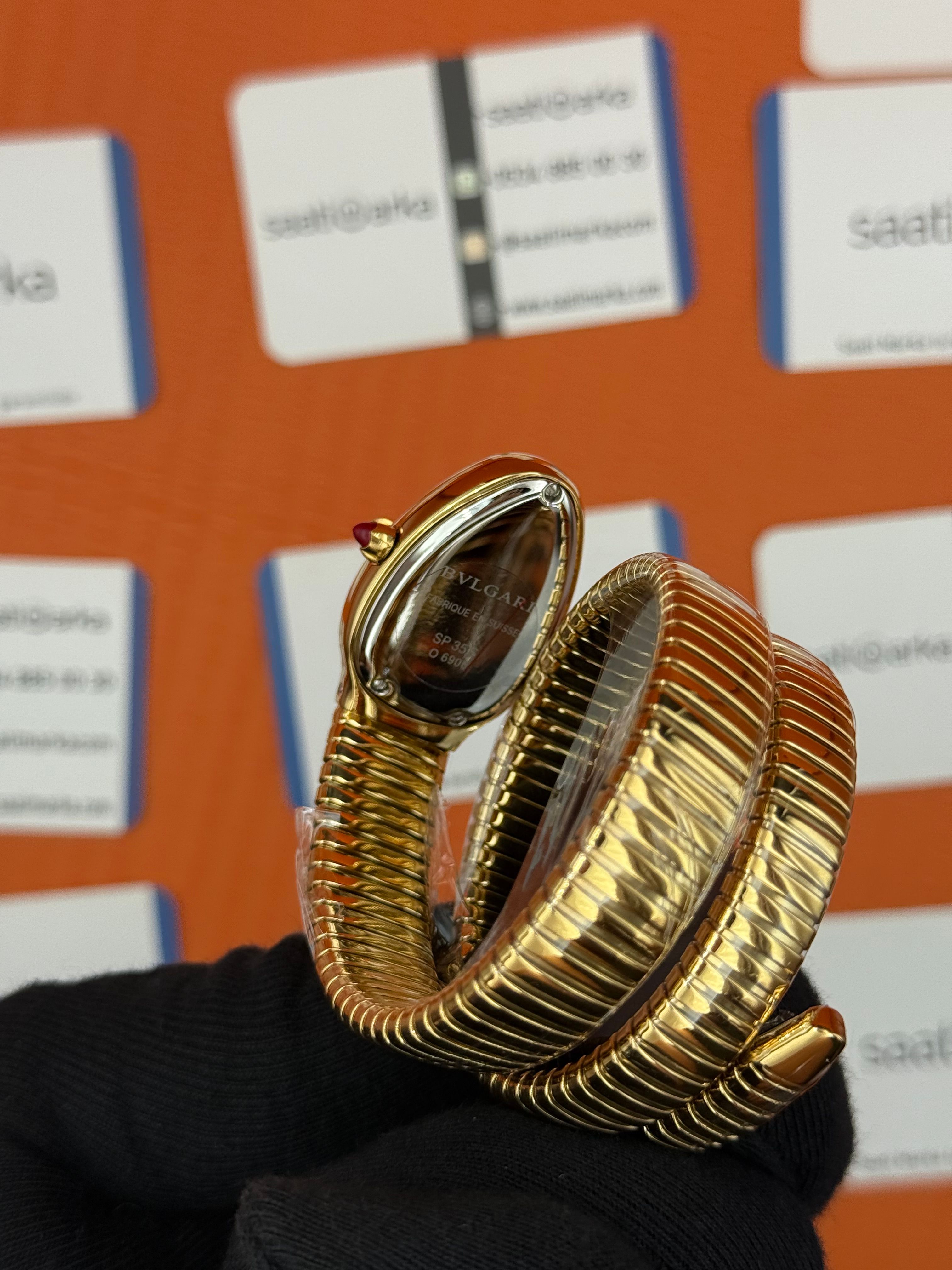 BVLGARİ serpenti çift sarma gold kordon mavi kadran kadın kol saati