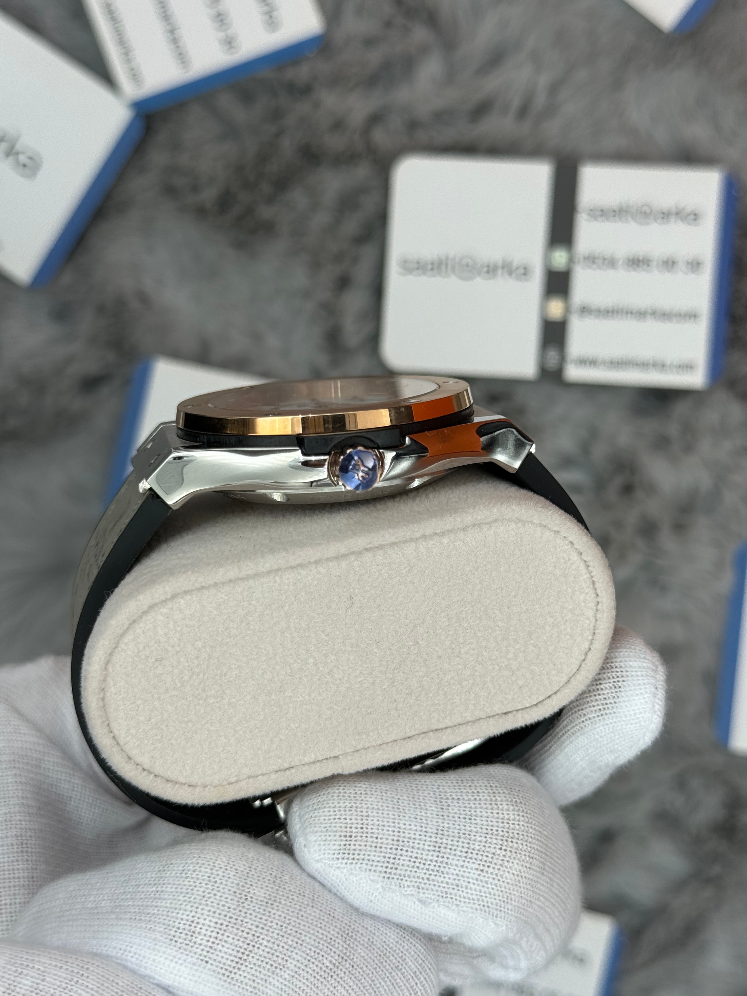 HUBLOT big bang tourbillon 41mm silver kasa gri deri kordon erkek kol saati