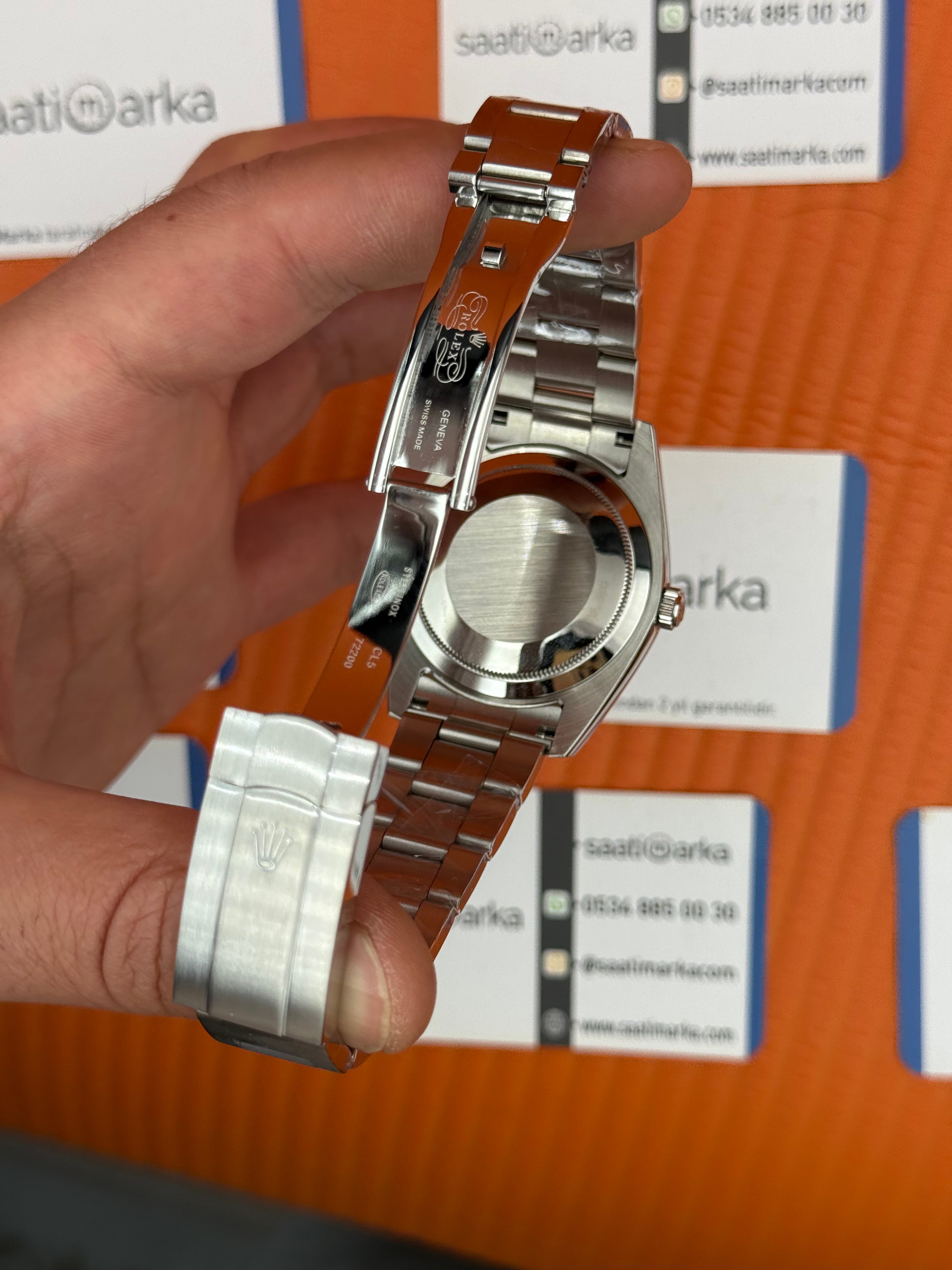 ROLEX oyster perpetual tiffany kadran silver kasa kordon erkek kol saati