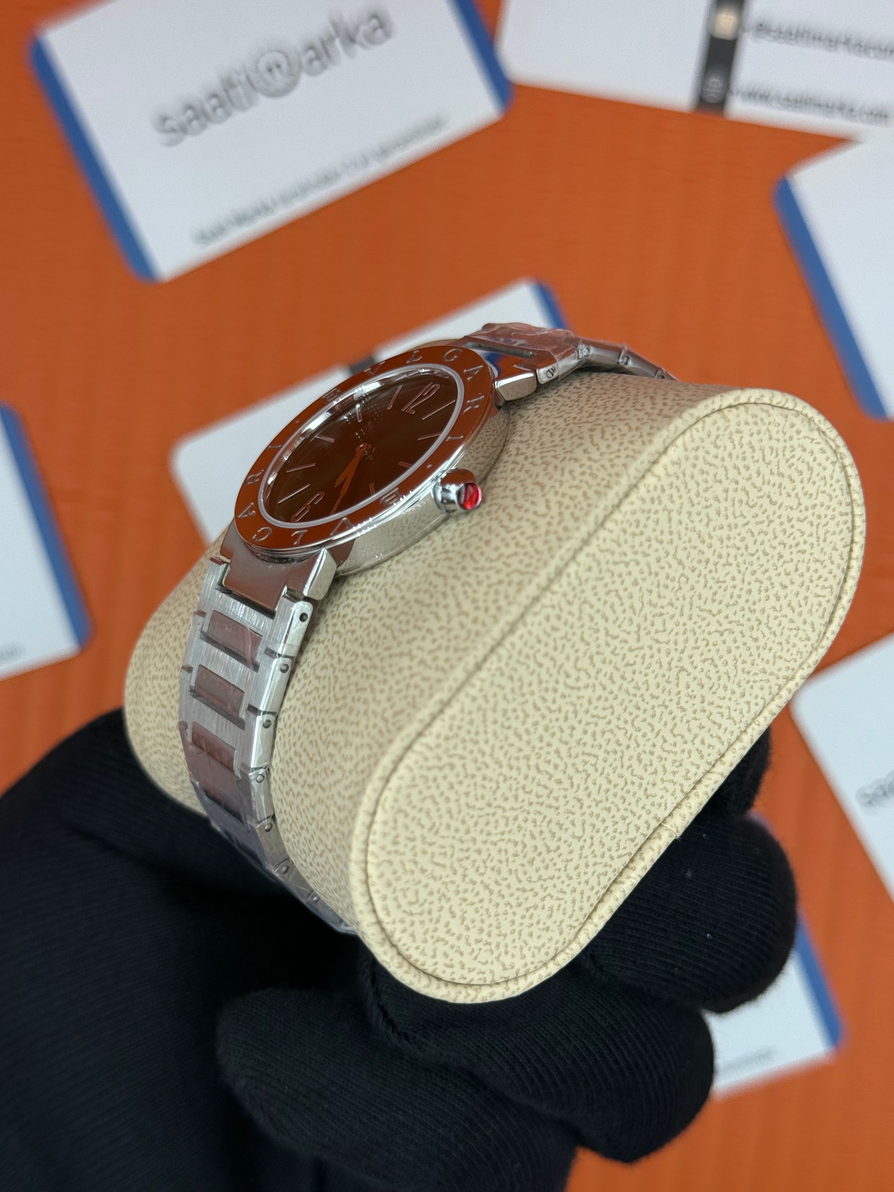 BVLGARI yeşil kadran silver kasa kordon kadın kol saati