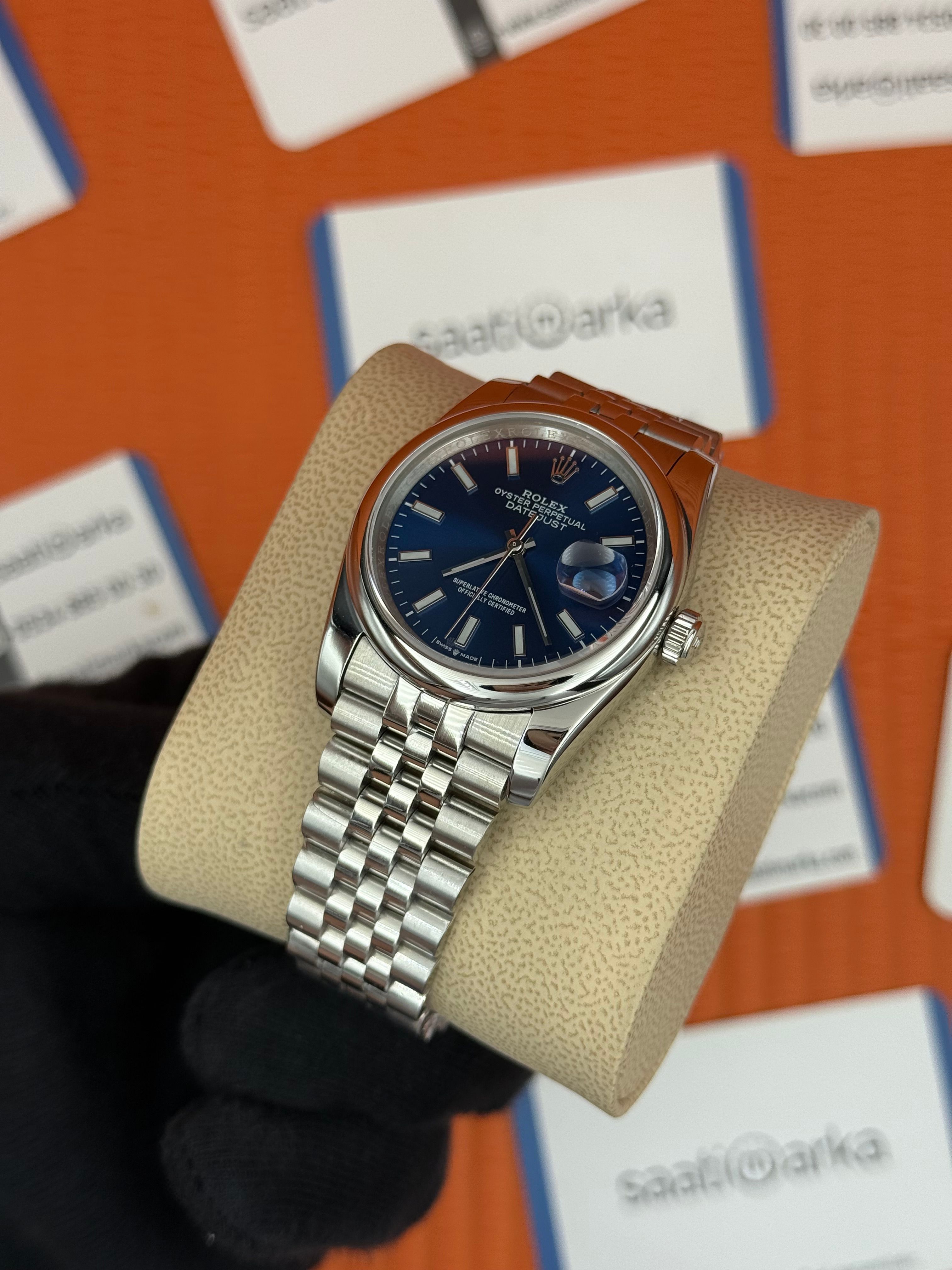 ROLEX datejust 36mm mavi kadran silver jubilee kordon