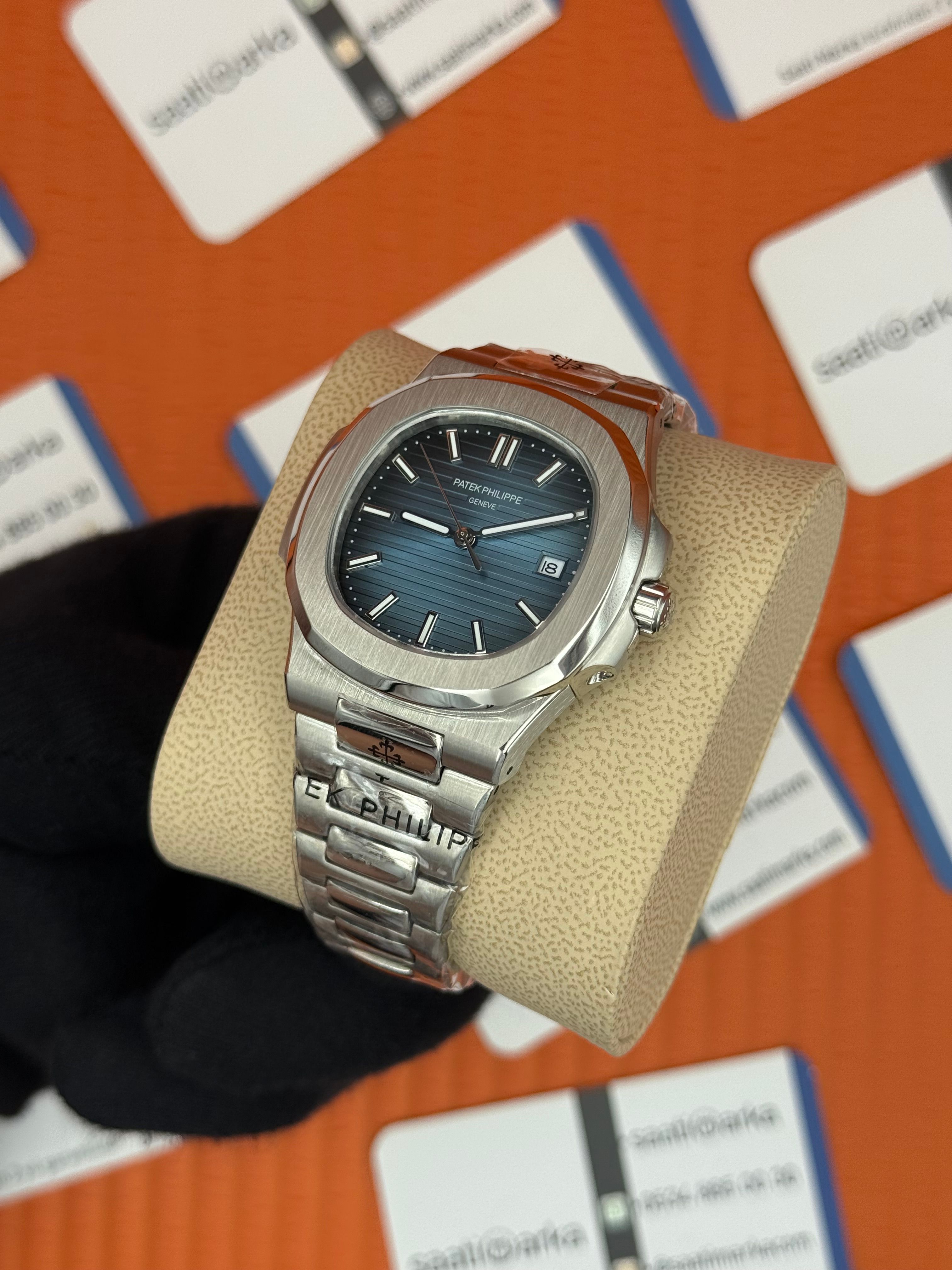 PATEK PHILIPPE NAUTİLUS MAVİ KADRAN SİLVER KASA-KORDON