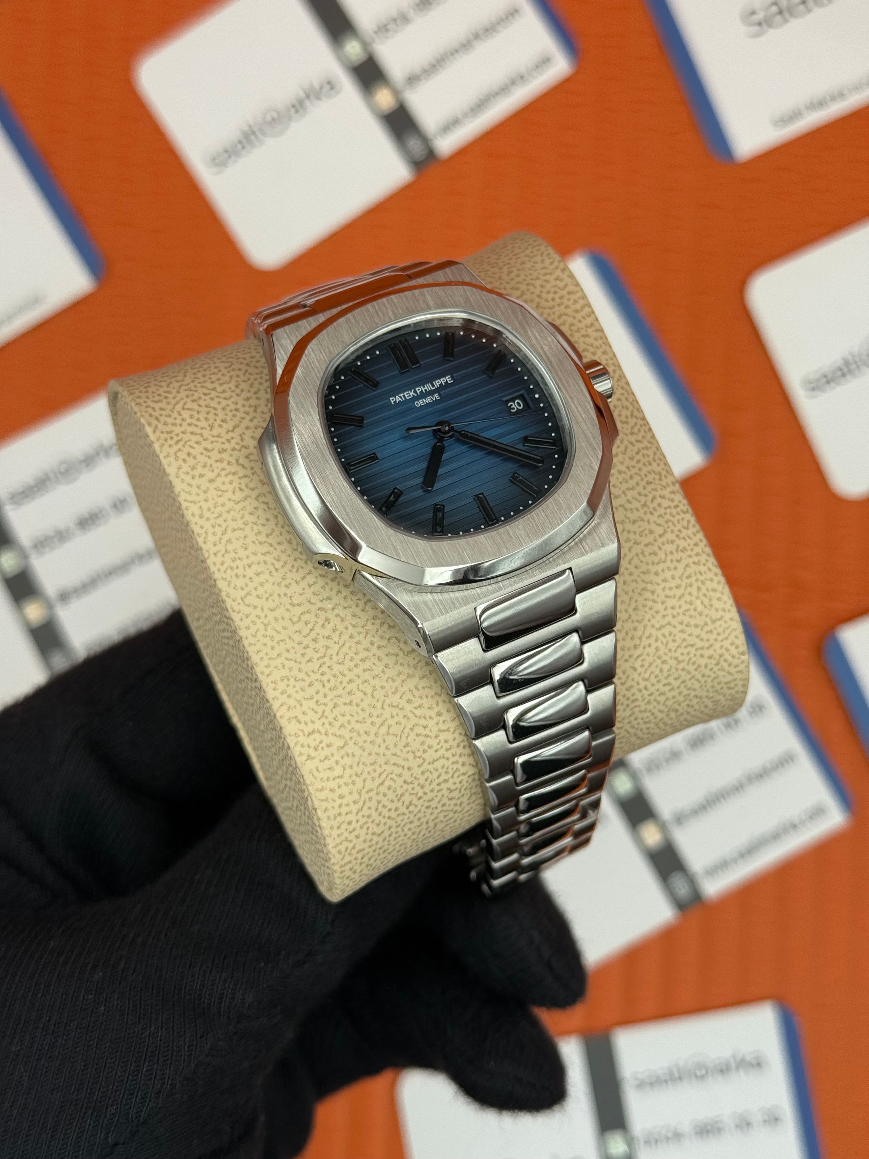PATEK PHILIPPE NAUTİLUS LACİVERT KADRAN SİLVER KASA-KORDON