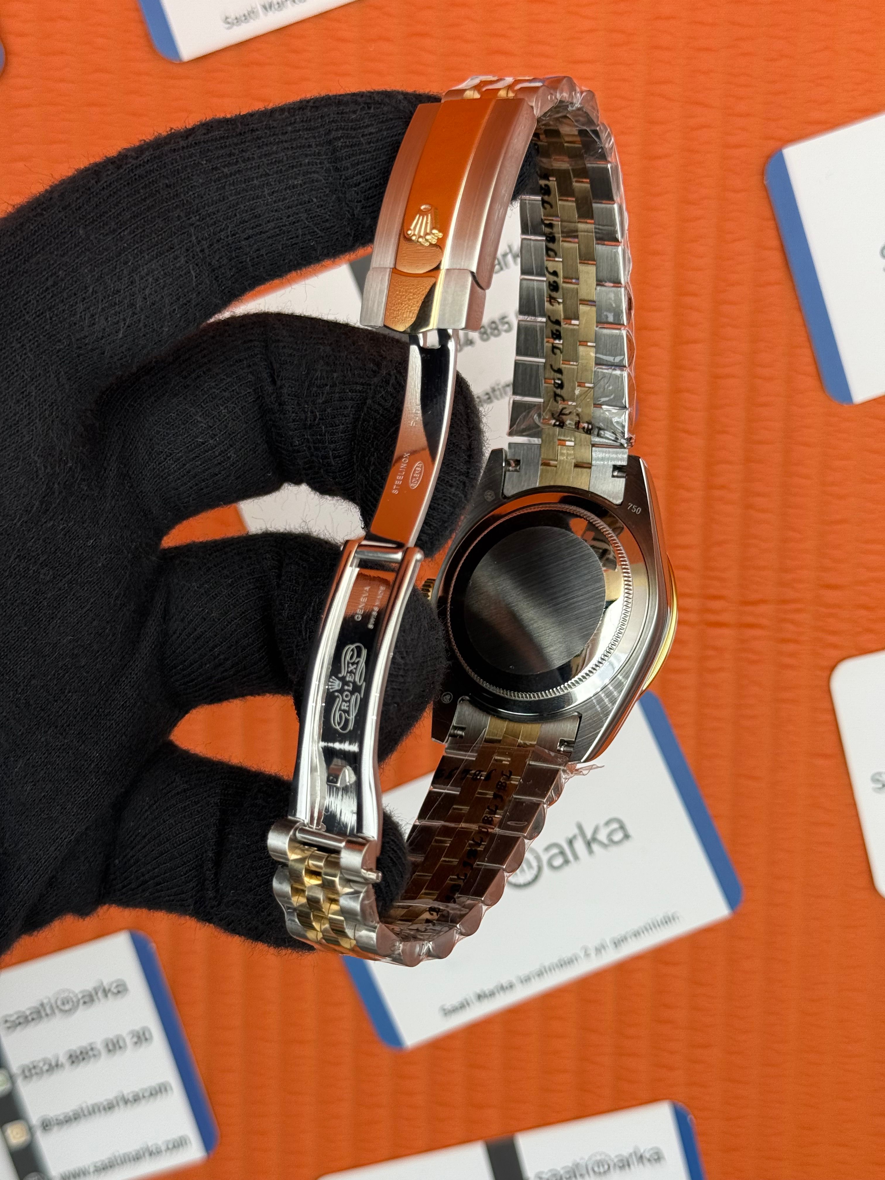 ROLEX Datejust taşlı bezel champagne dial gold silver jubilee krodon