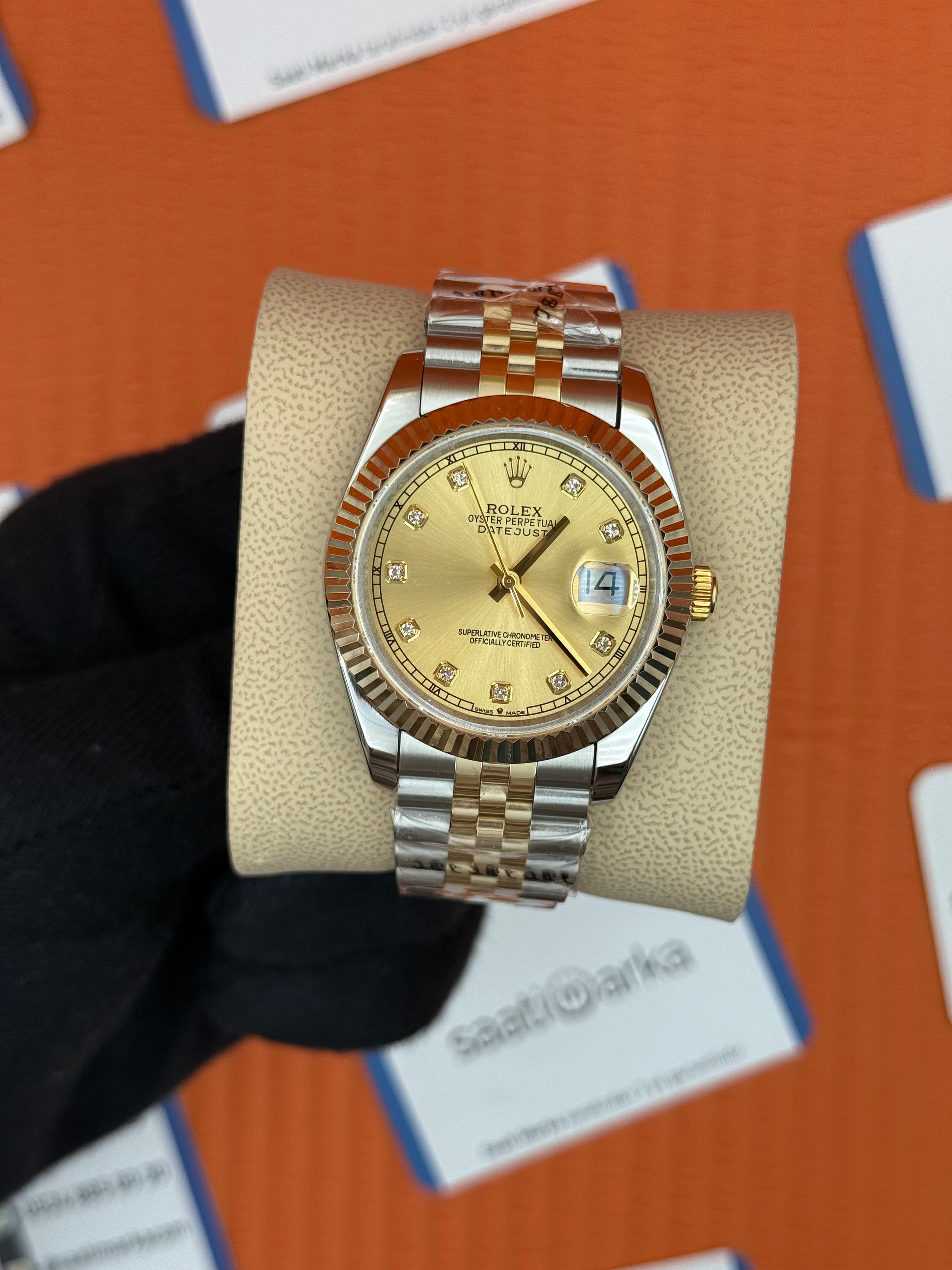 ROLEX Datejust baget taşlı champagne dial gold-silver jubilee kordon