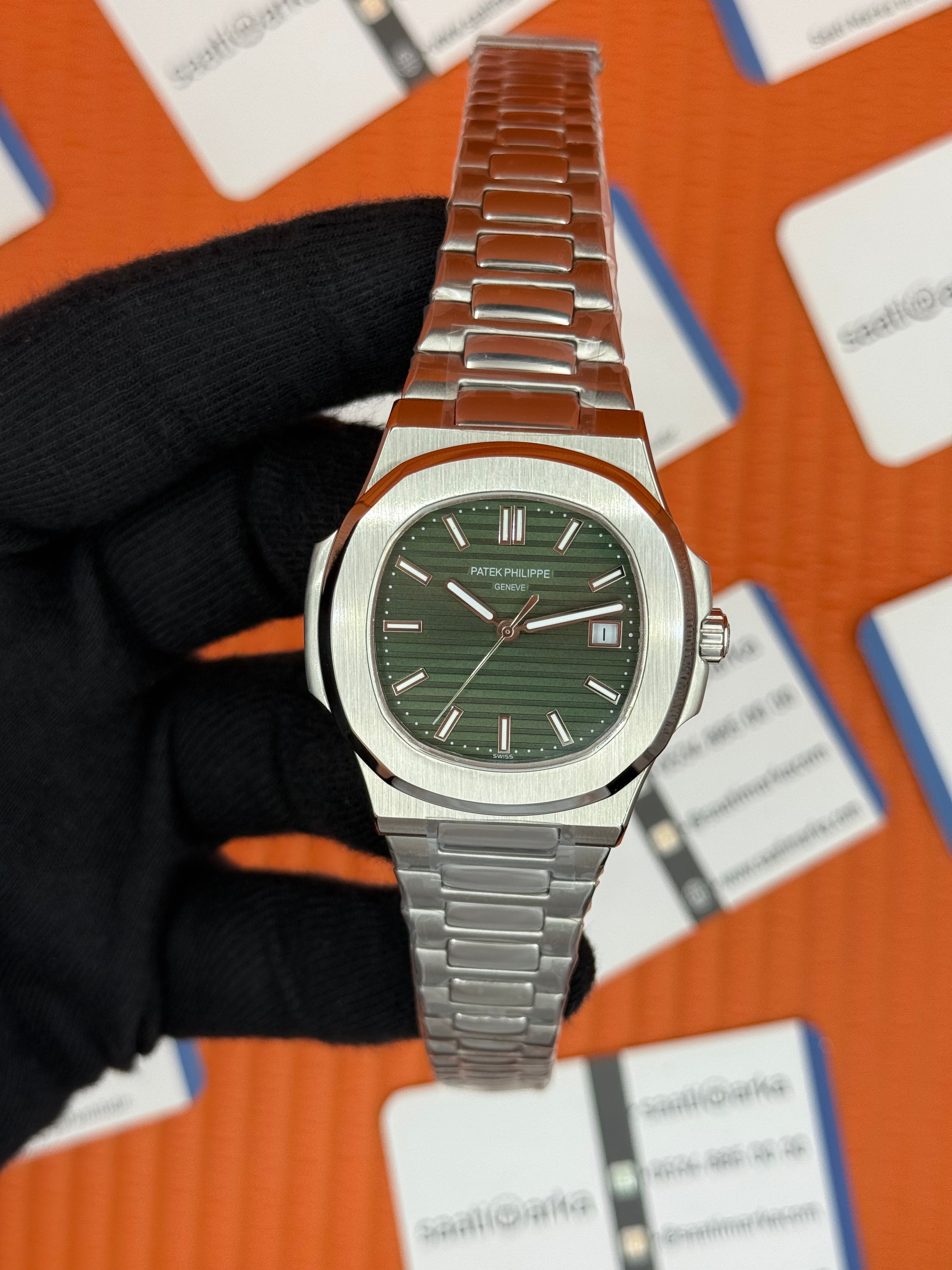 PATEK PHILIPPE NAUTİLUS YEŞİL KADRAN SİLVER KASA-KORDON