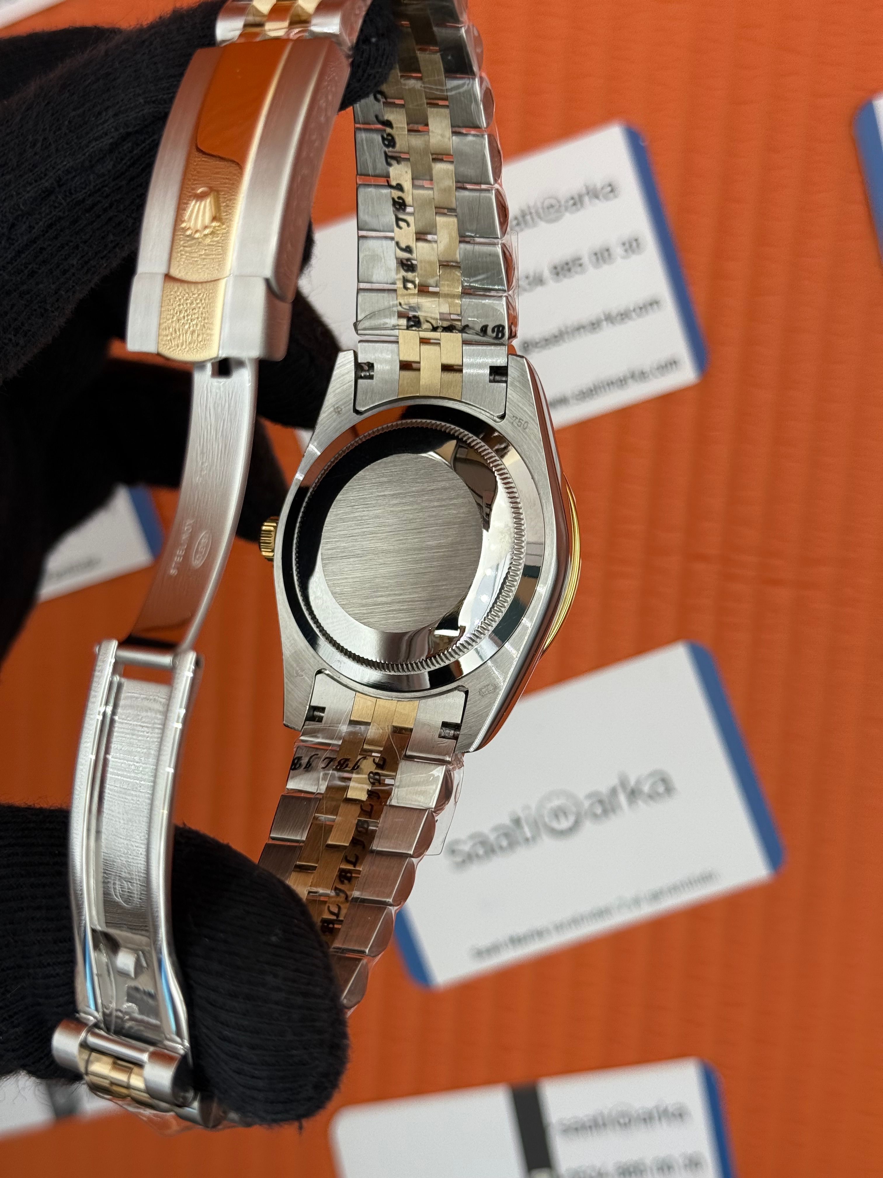 ROLEX Datejust taşlı bezel white dial gold-silver jubilee kordon
