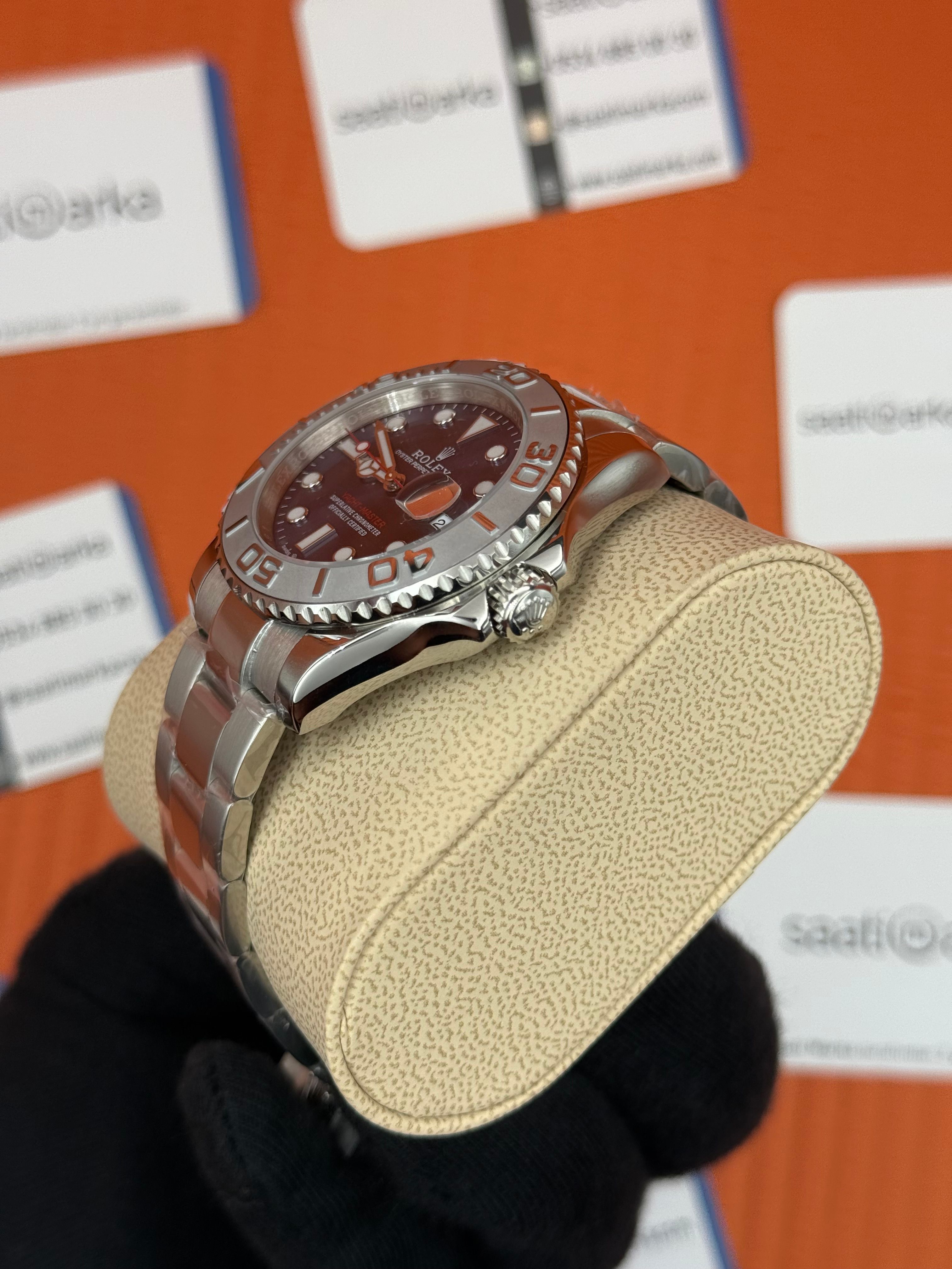 ROLEX Yacht Master oyster blue dial silver kasa-kordon