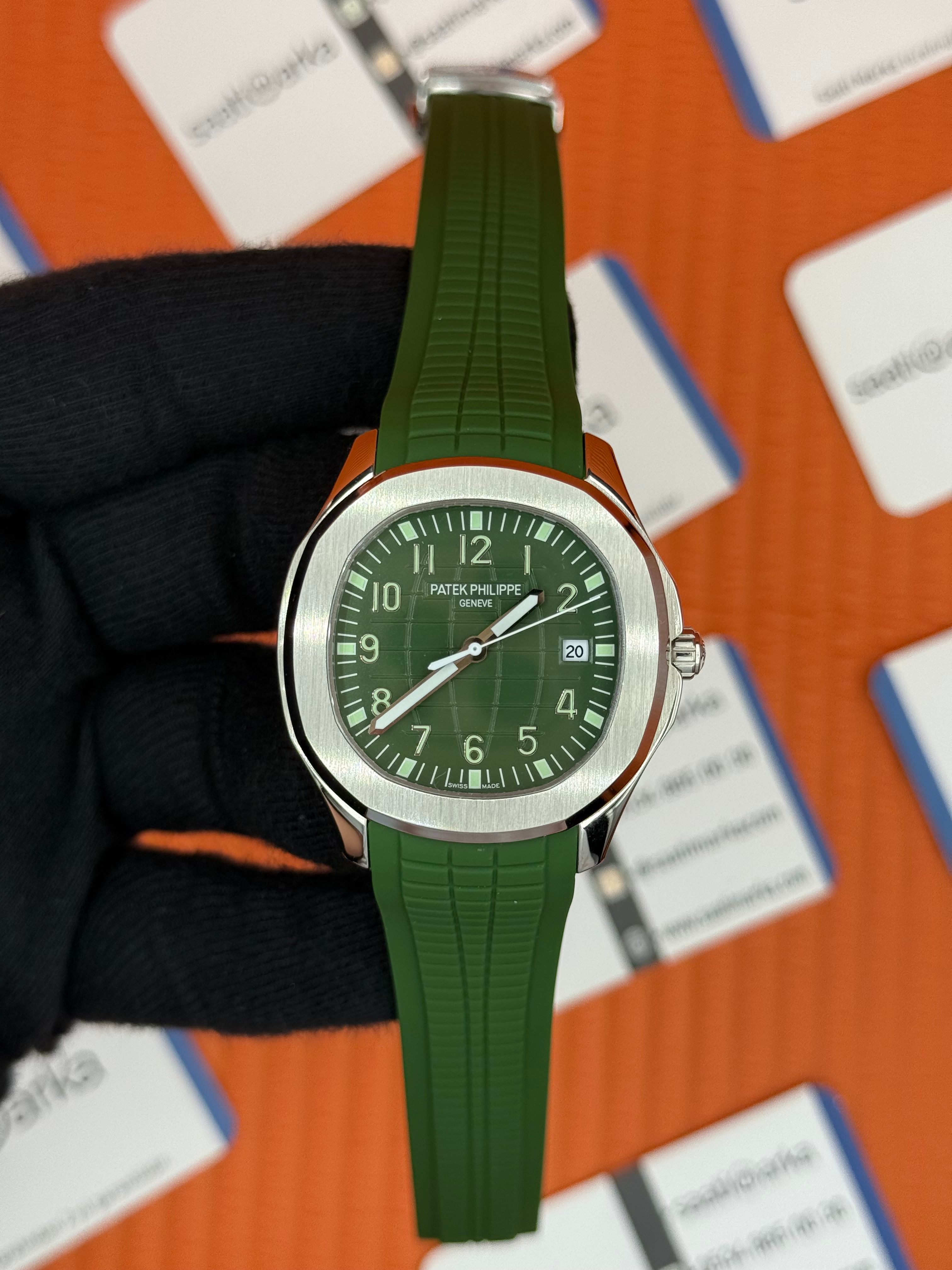 PATEK PHILIPPE AQUANAUT YEŞİL KAUÇUK KORDON YEŞİL KADRAN SİLVER KASA 