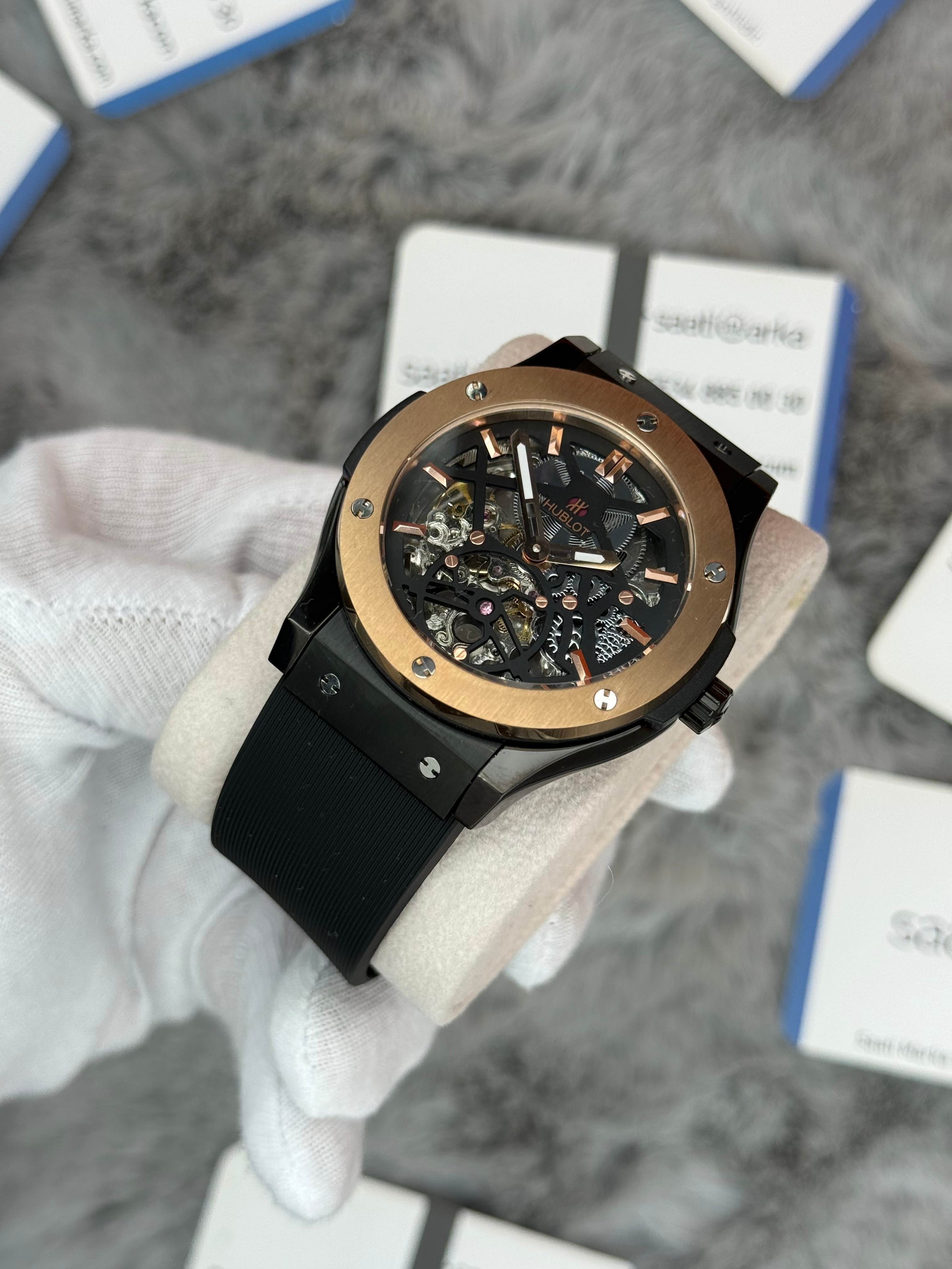 HUBLOT big bang tourbillon 41mm siyah kasa siyah kauçuk kordon erkek kol saati