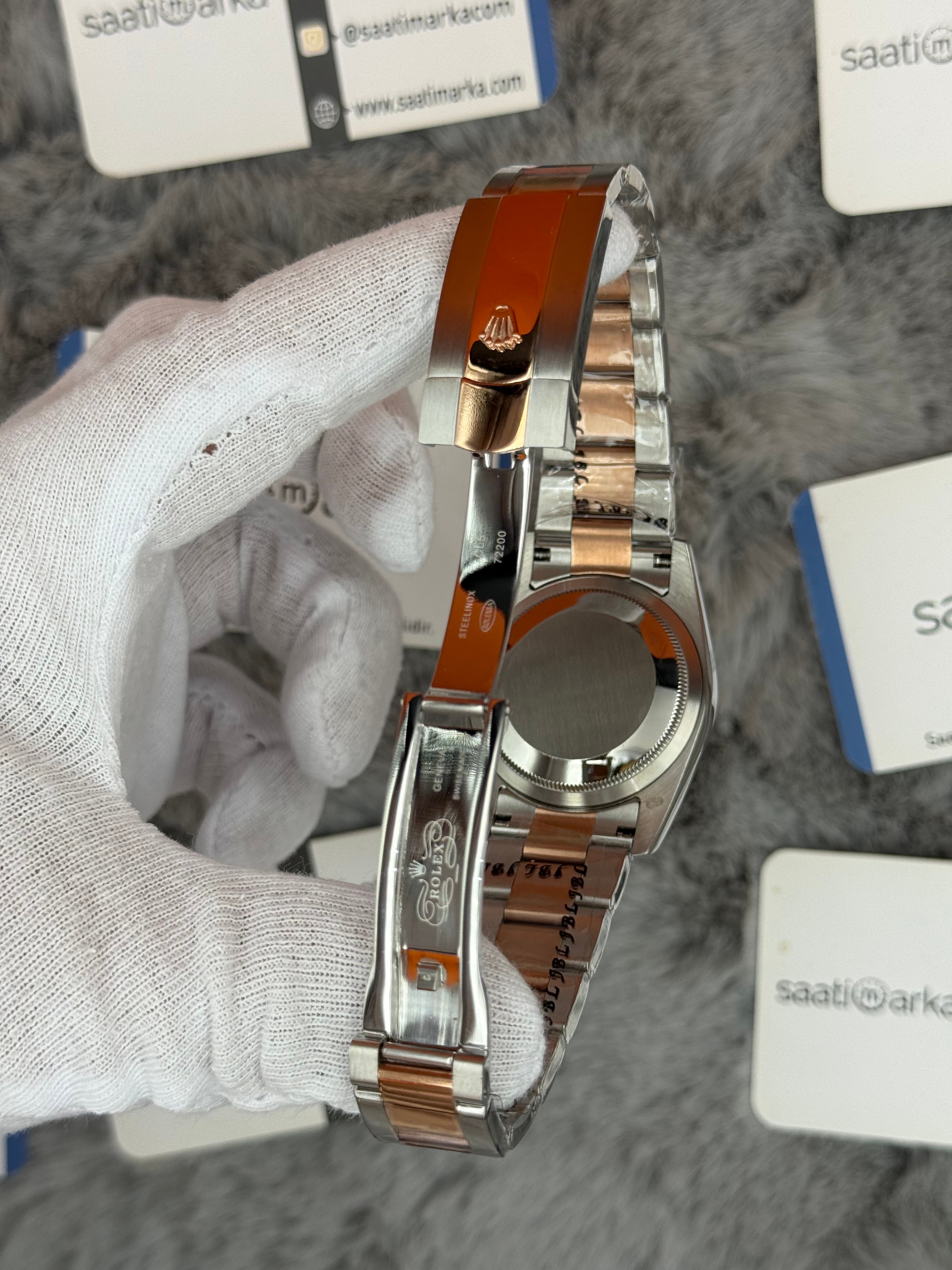 ROLEX Datejust 36mm beyaz kadran silver kasa rose silver oyster kordon 