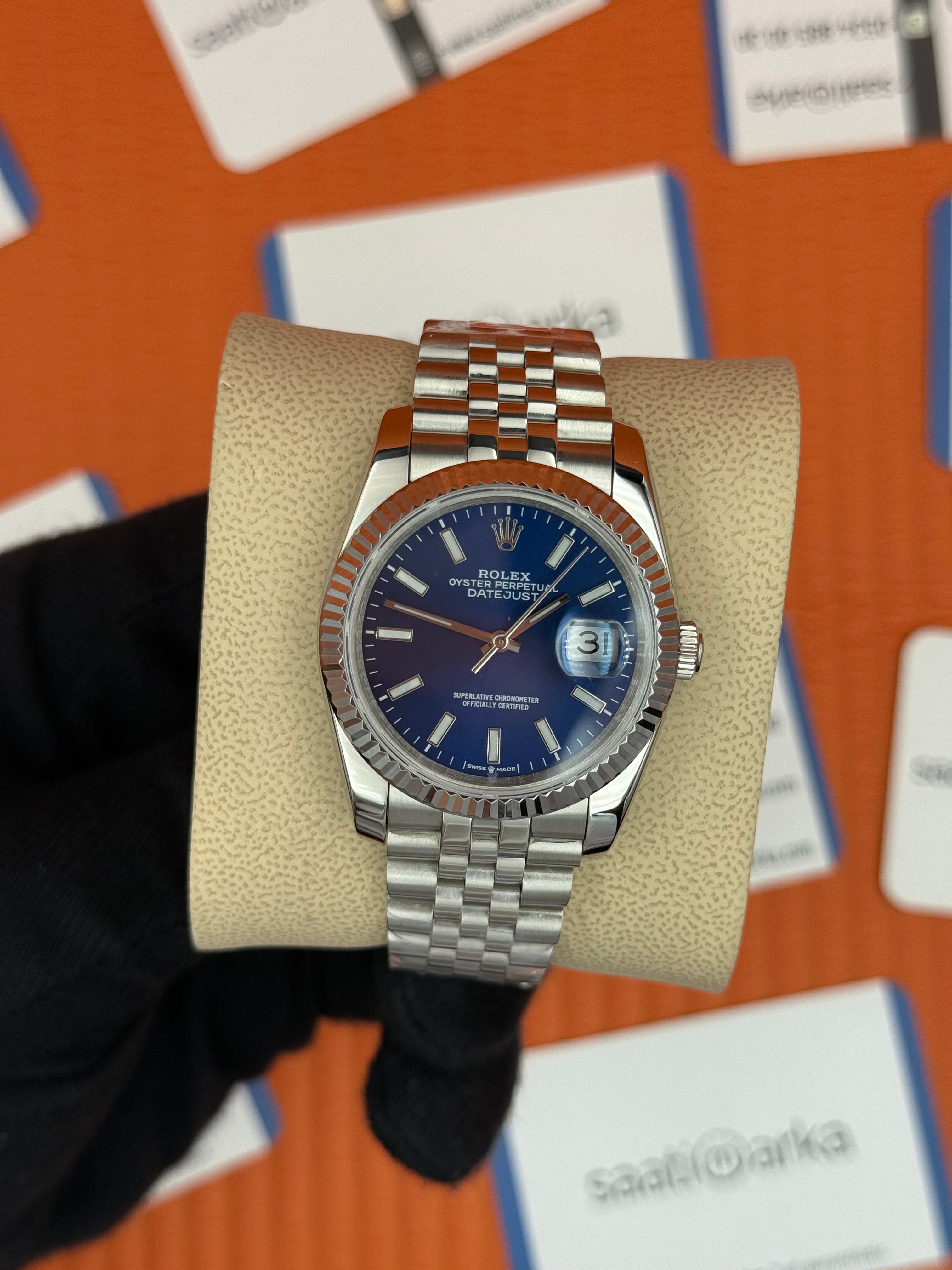 ROLEX datejust 36mm mavi kadran silver jubilee kordon