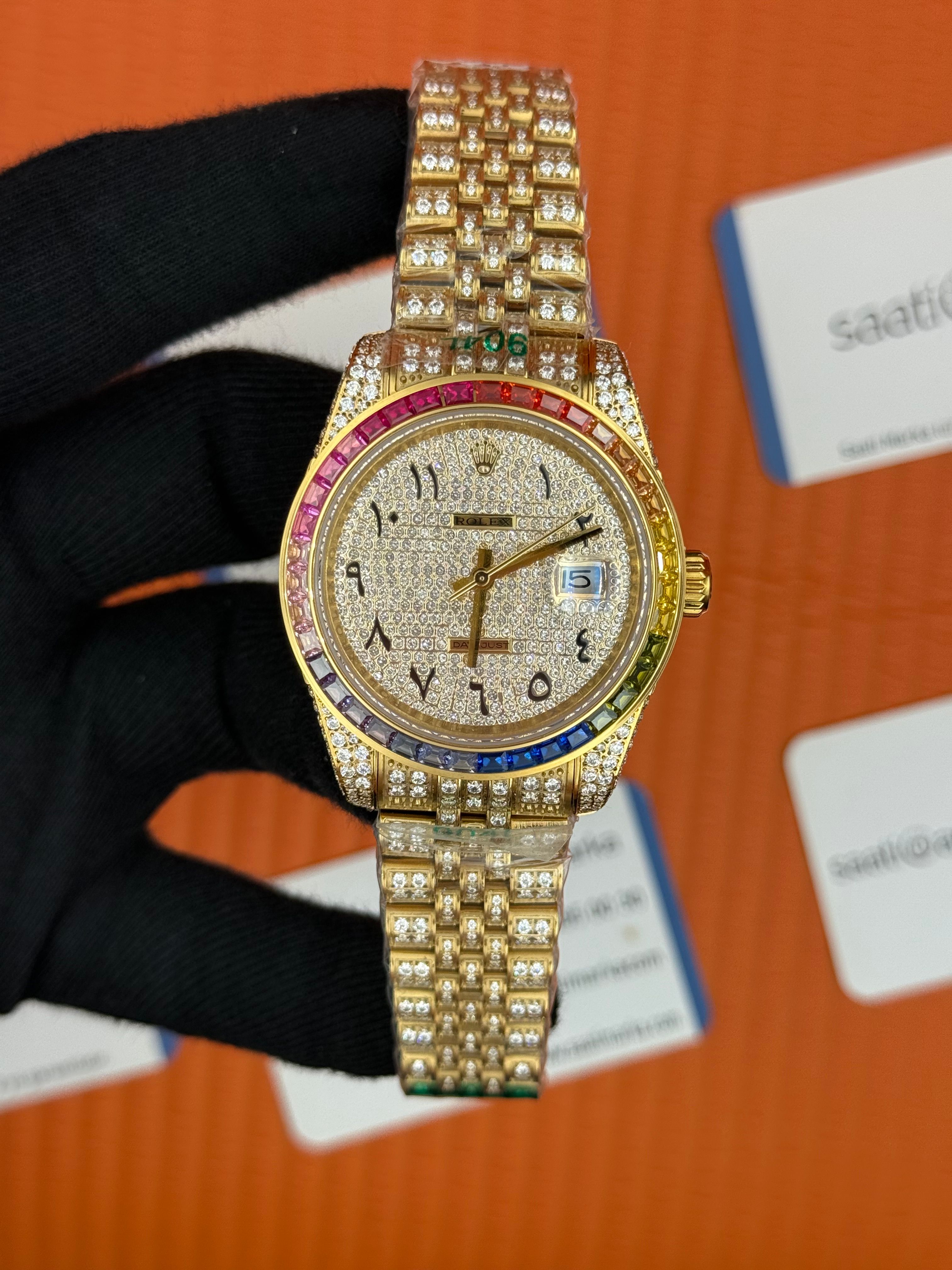 ROLEX Datejust arabic dial full diamond 41mm gold 