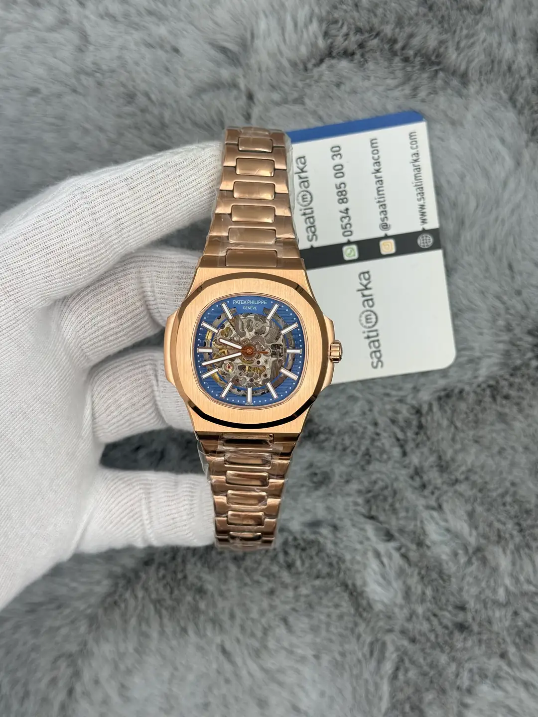 PATEK PHILIPPE MAVİ SKELETON KADRAN ROSE KASA-KORDON