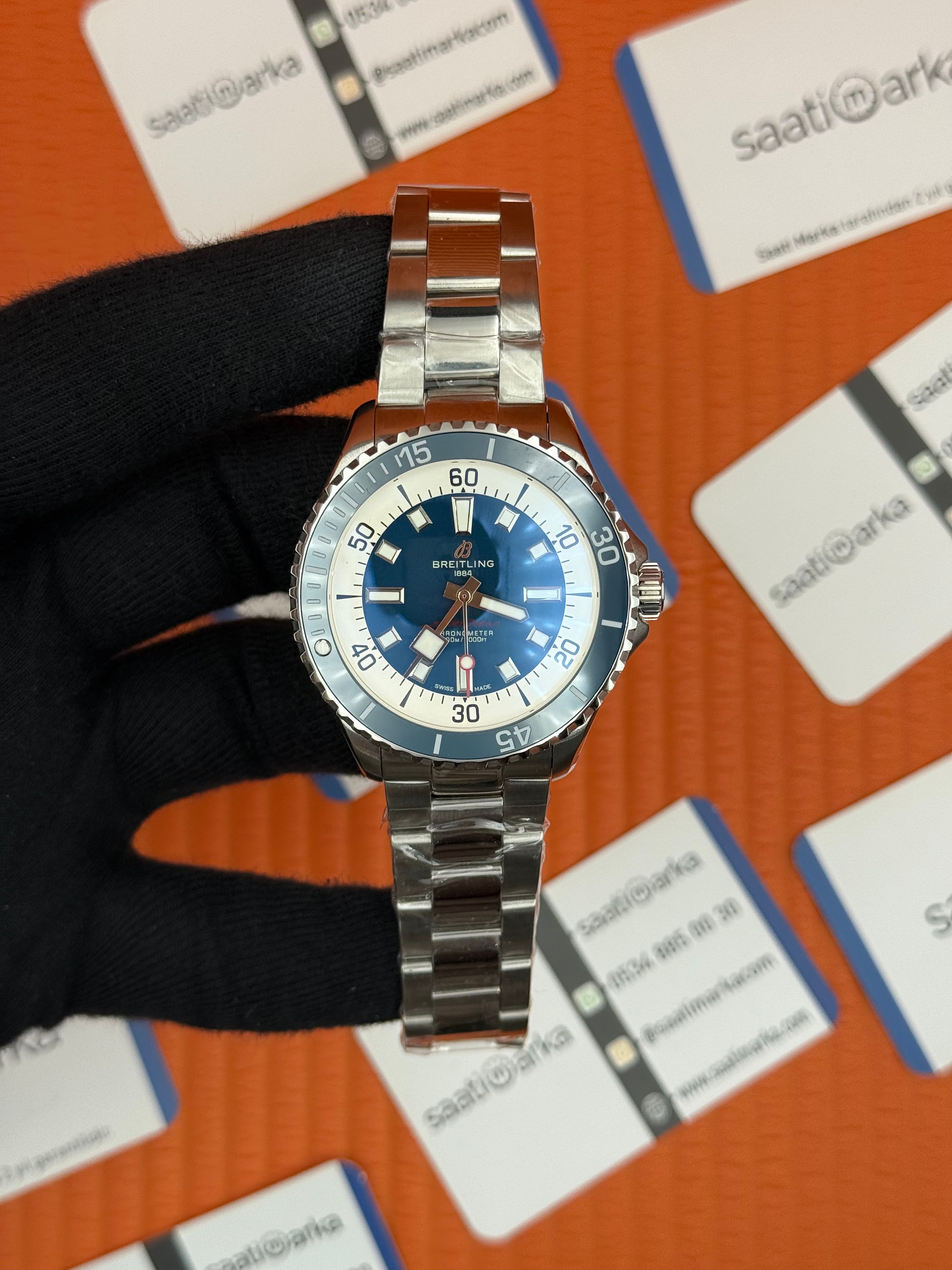 BREITLING Superocean çelik kasa kordon mavi kadran