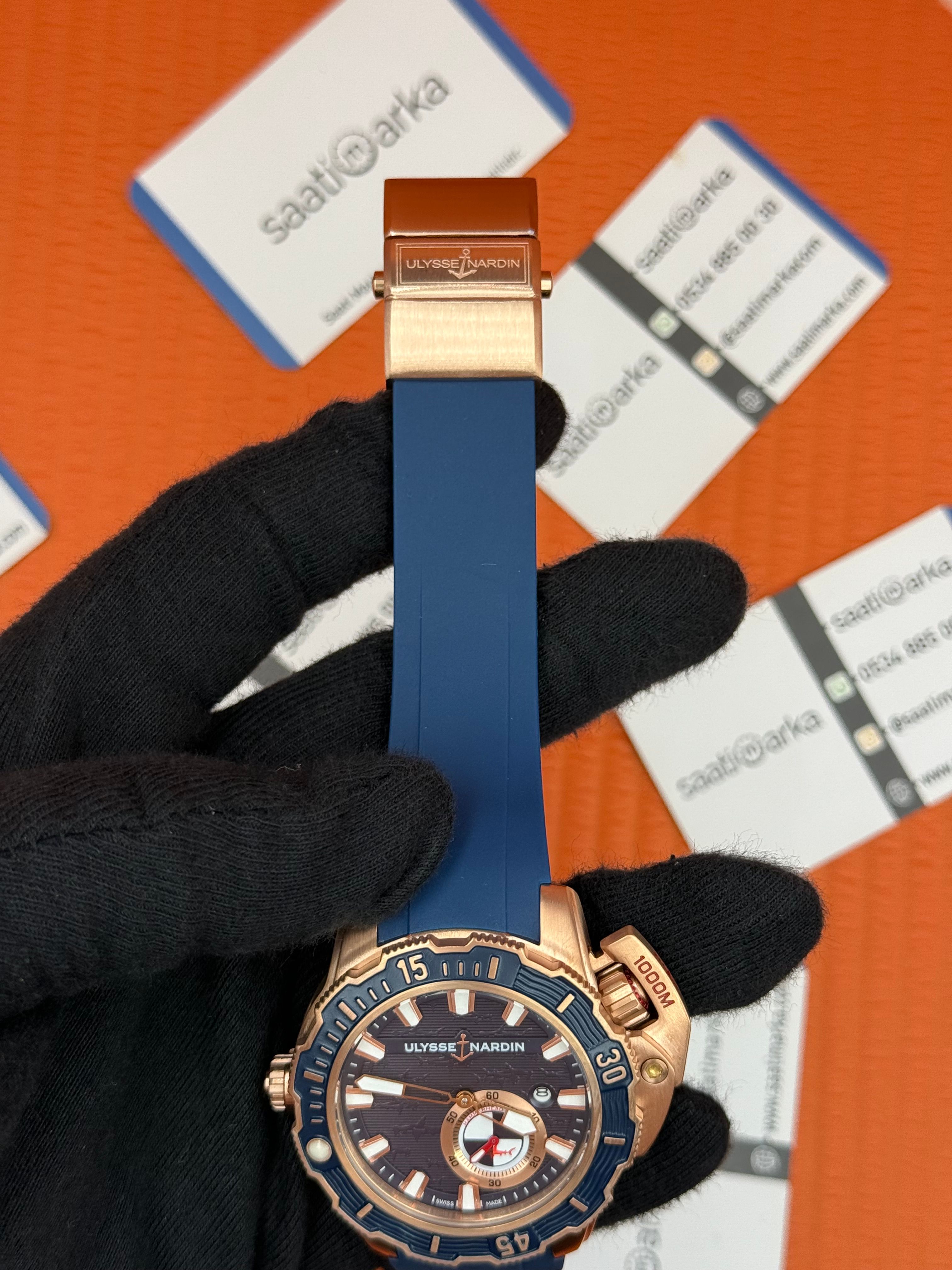 ULYSSE NARDİN CHRONOMETER ROSE KASA LACİVERT KORDON 