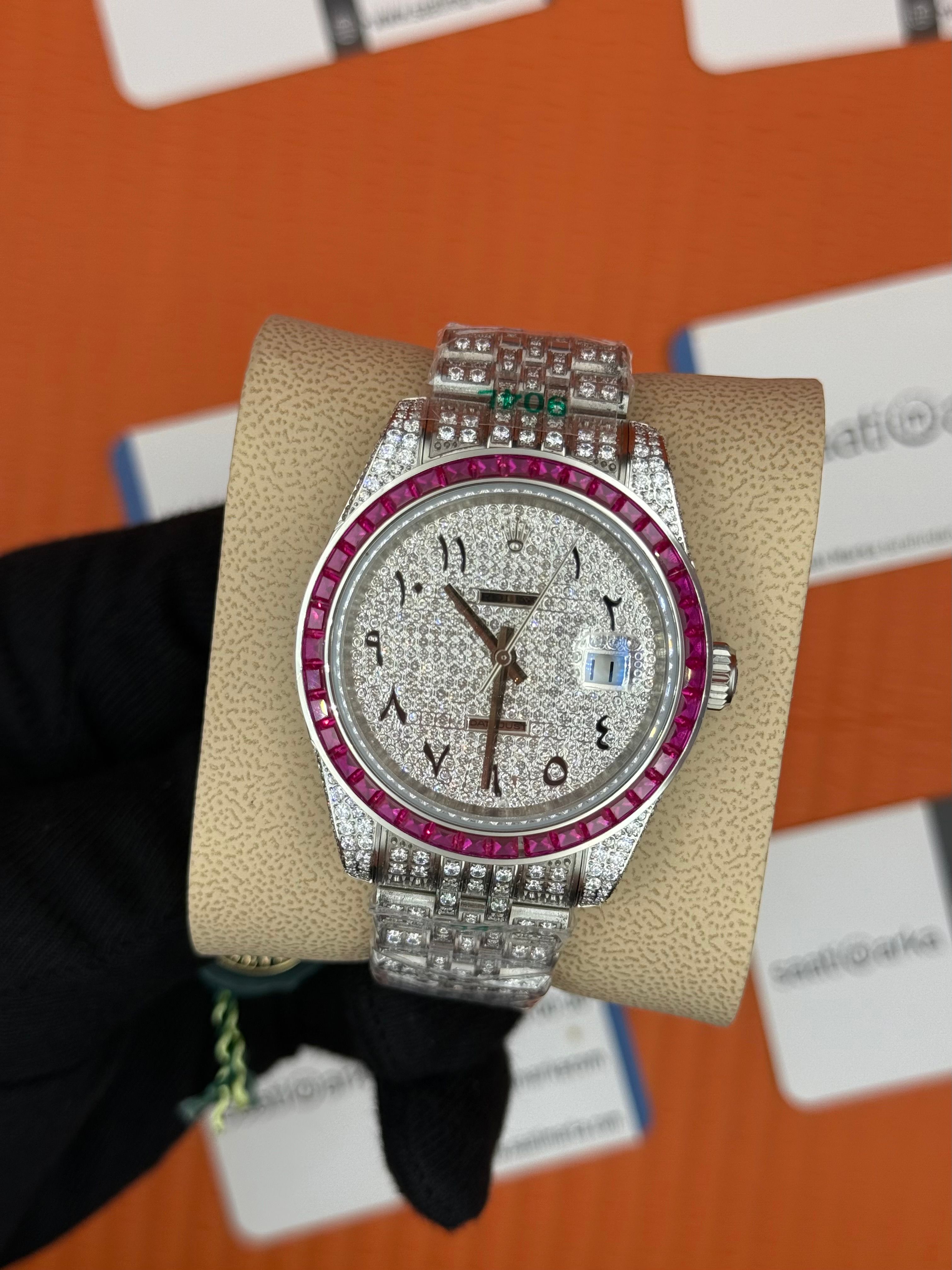 ROLEX Datejust arabic dial full diamond 41mm silver