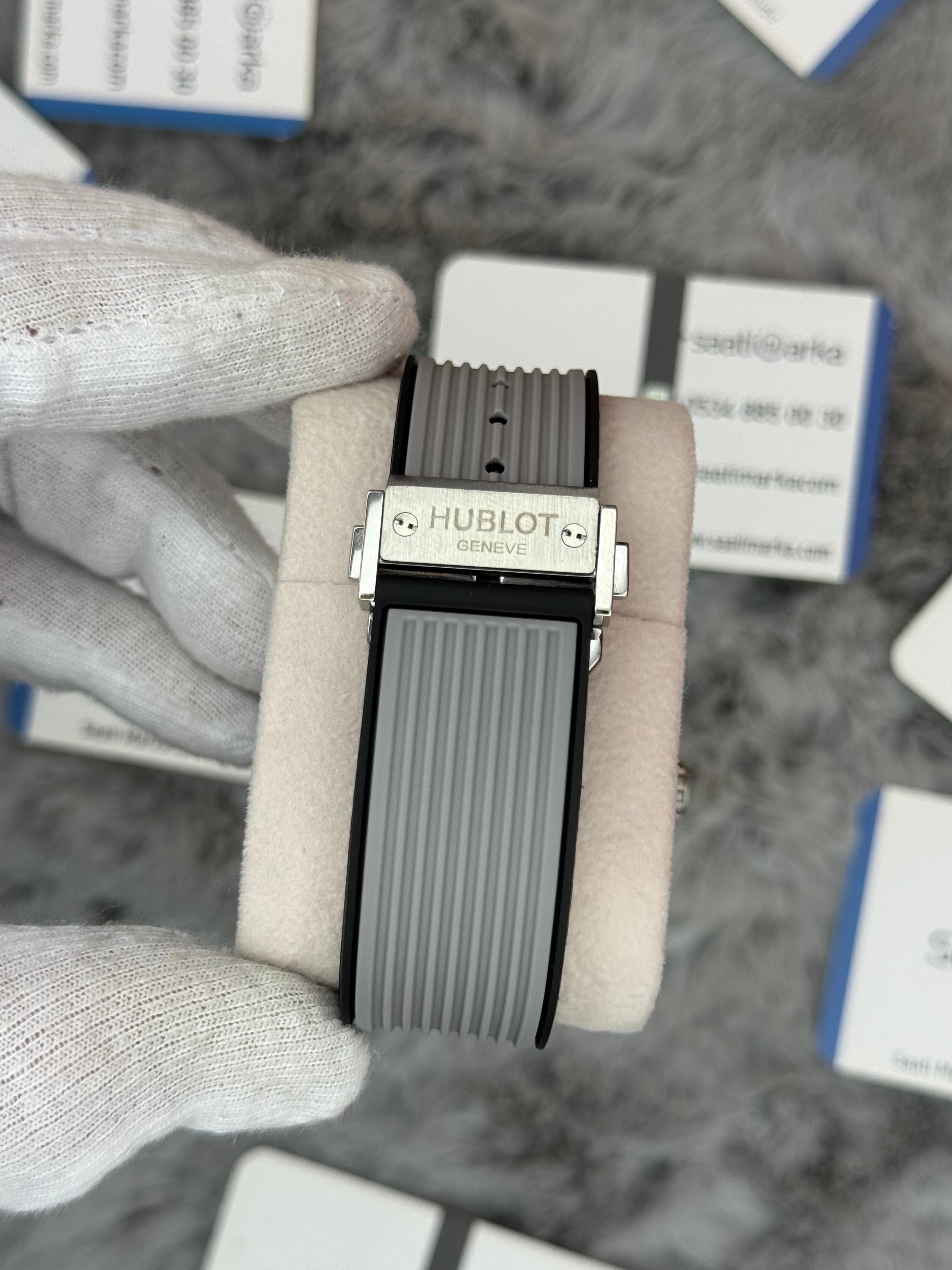 HUBLOT big bang tourbillon 42mm silver kasa gri akuçuk kordon erkek kol saati