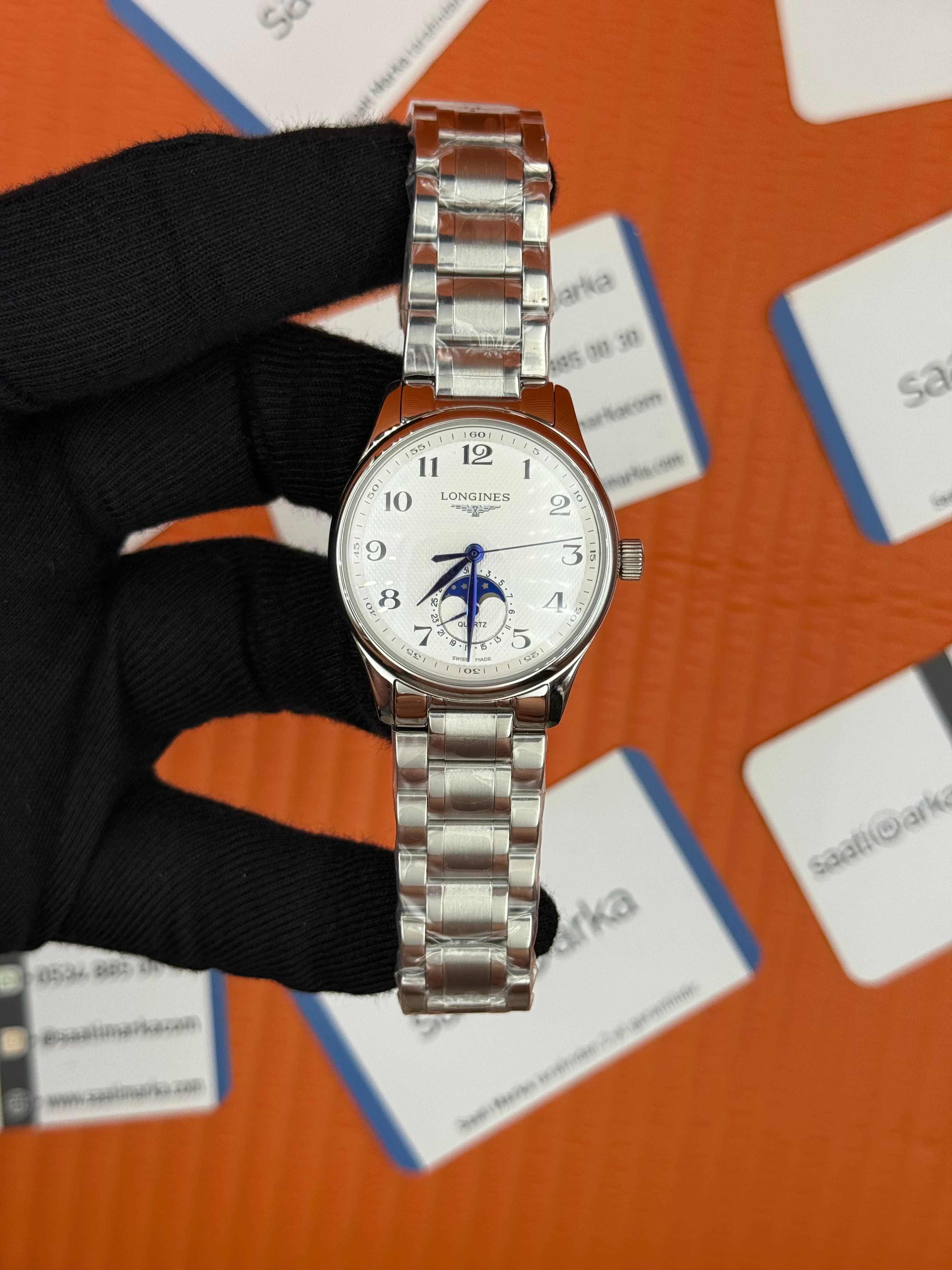 LONGINES beyaz kadran silver kasak kordon 34mm