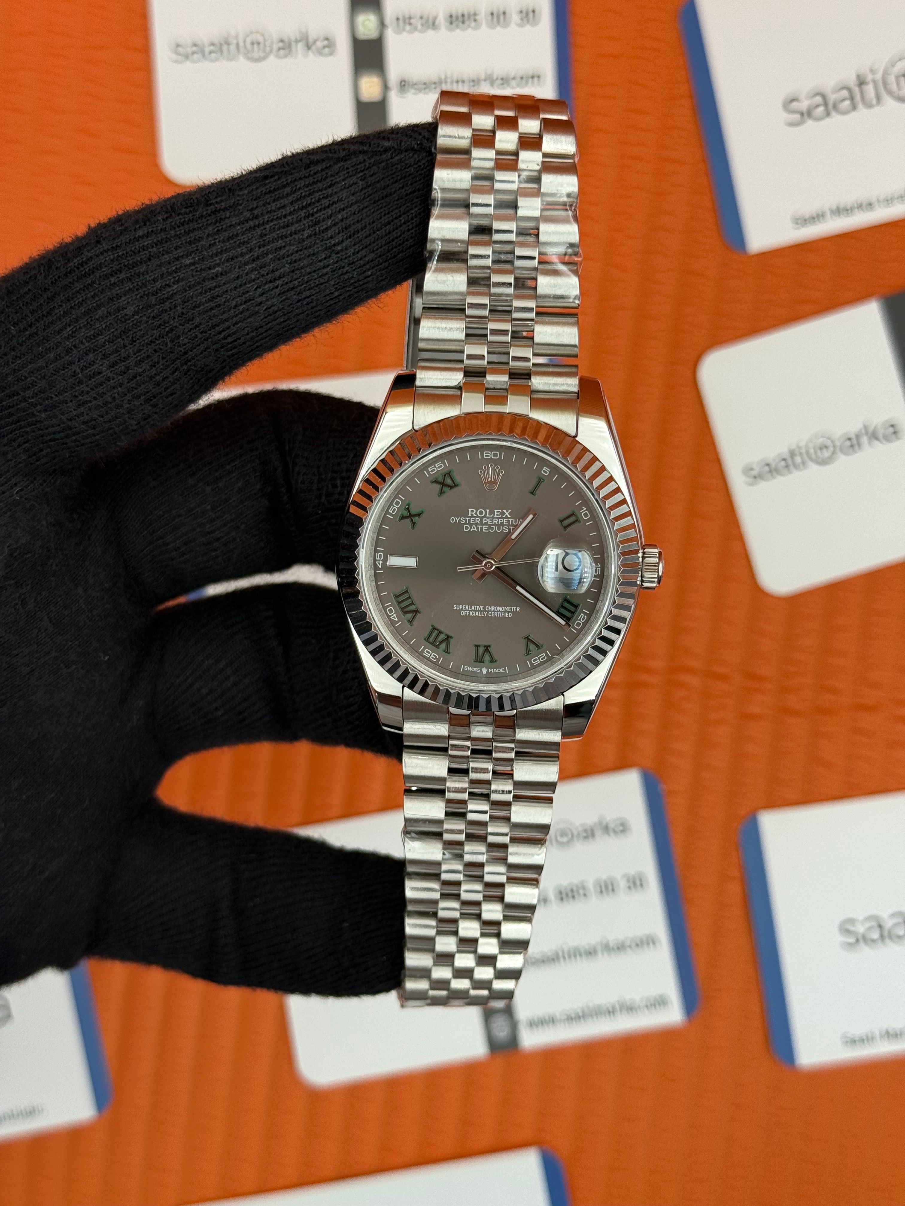 ROLEX Datejust wimbledon grey dial silver jubilee kordon