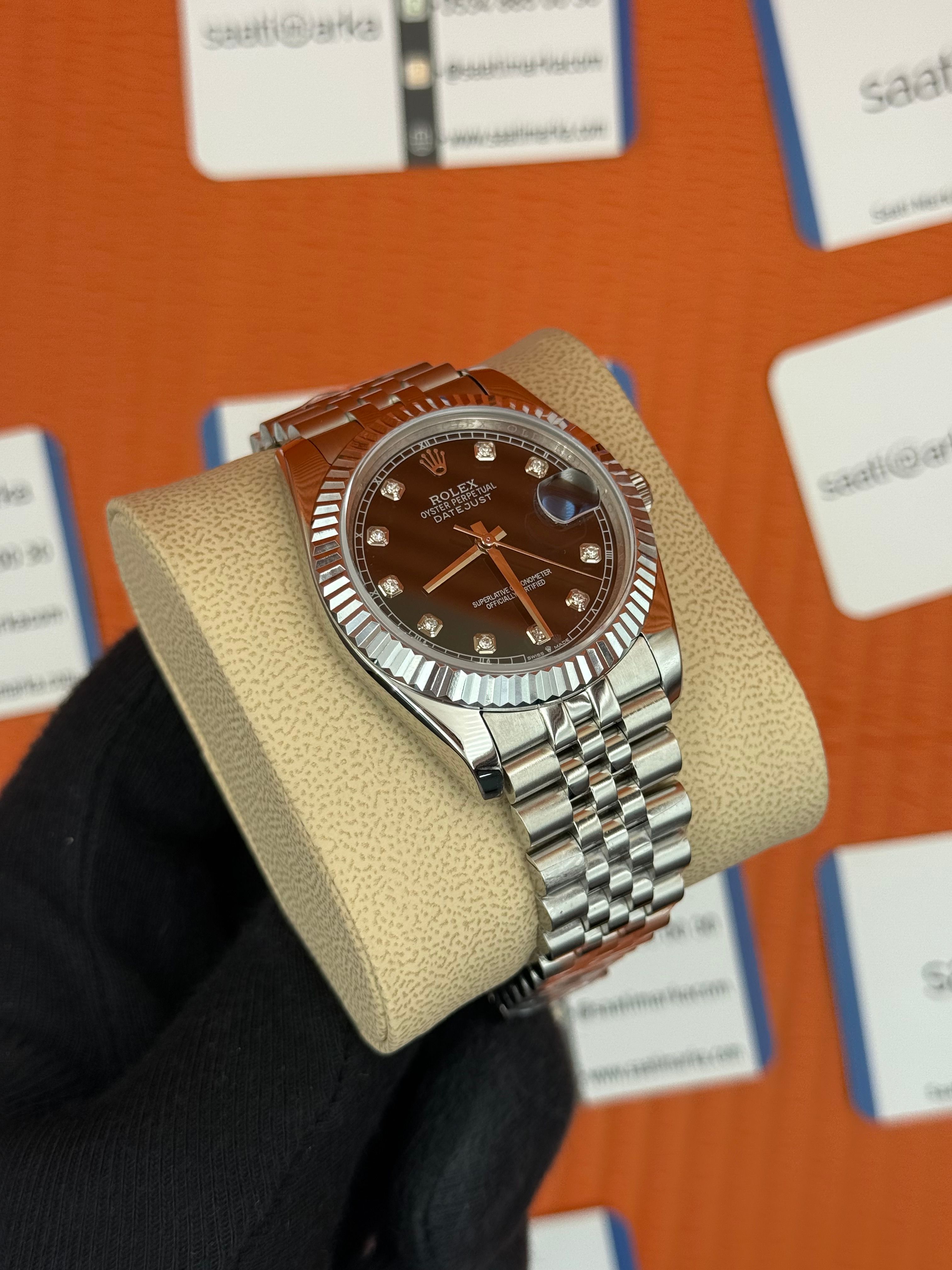 ROLEX Datejust baget taşlı black dial silver jubilee kordon