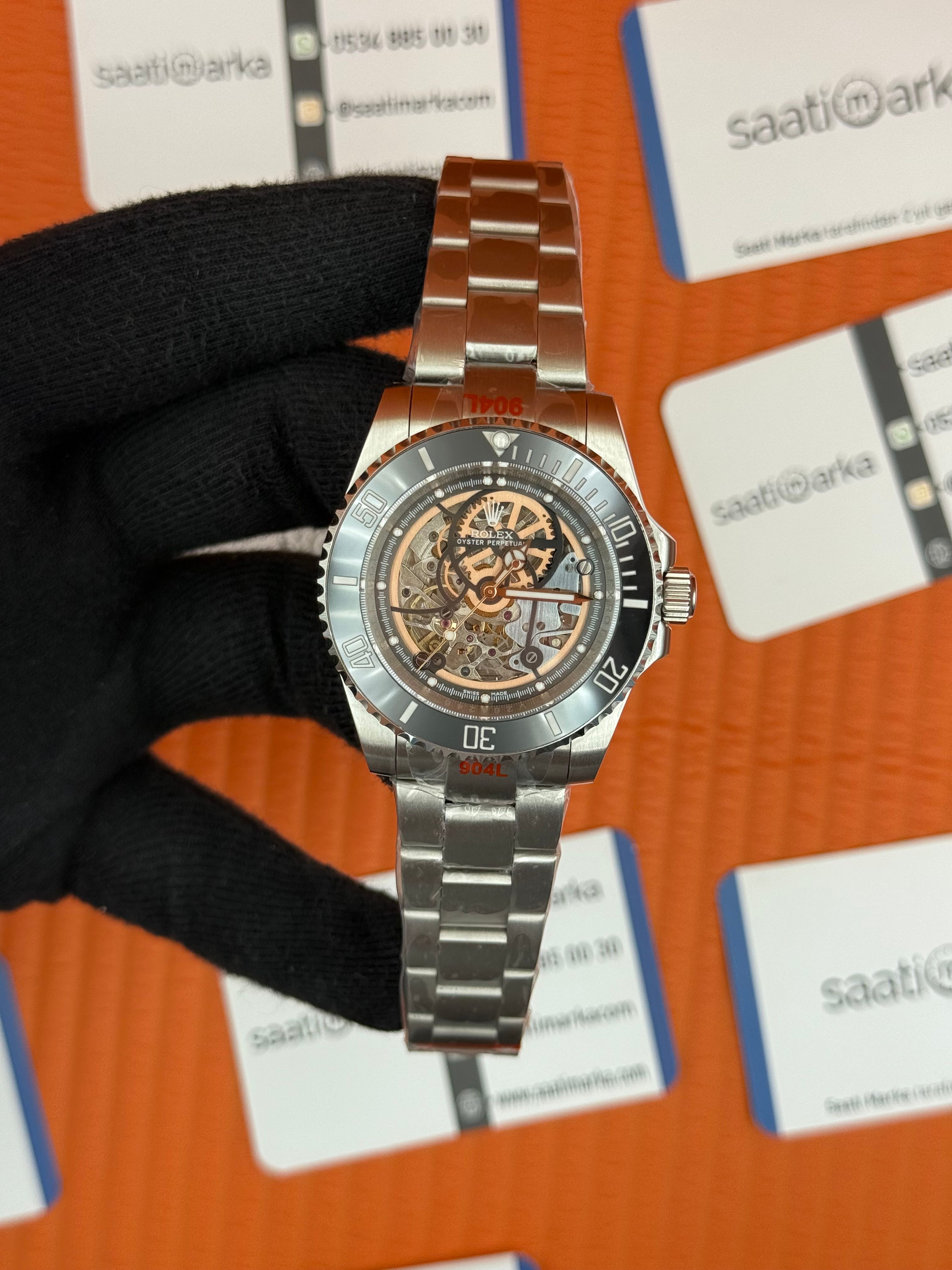 ROLEX Submariner skeleton dial silver oyster kordon