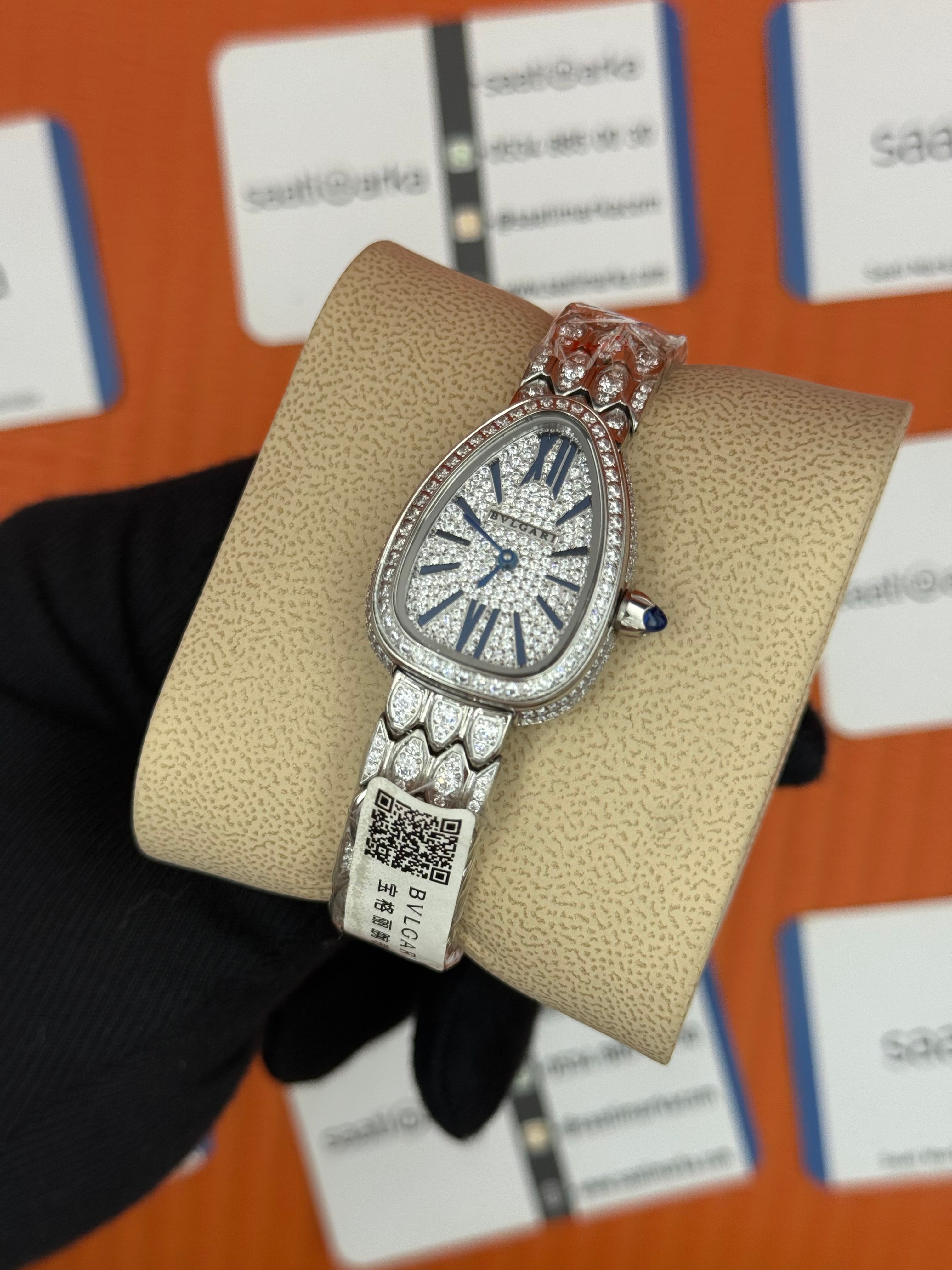 BVLGARİ serpenti seduttori full diamond silver kasa kordon kadın kol saati