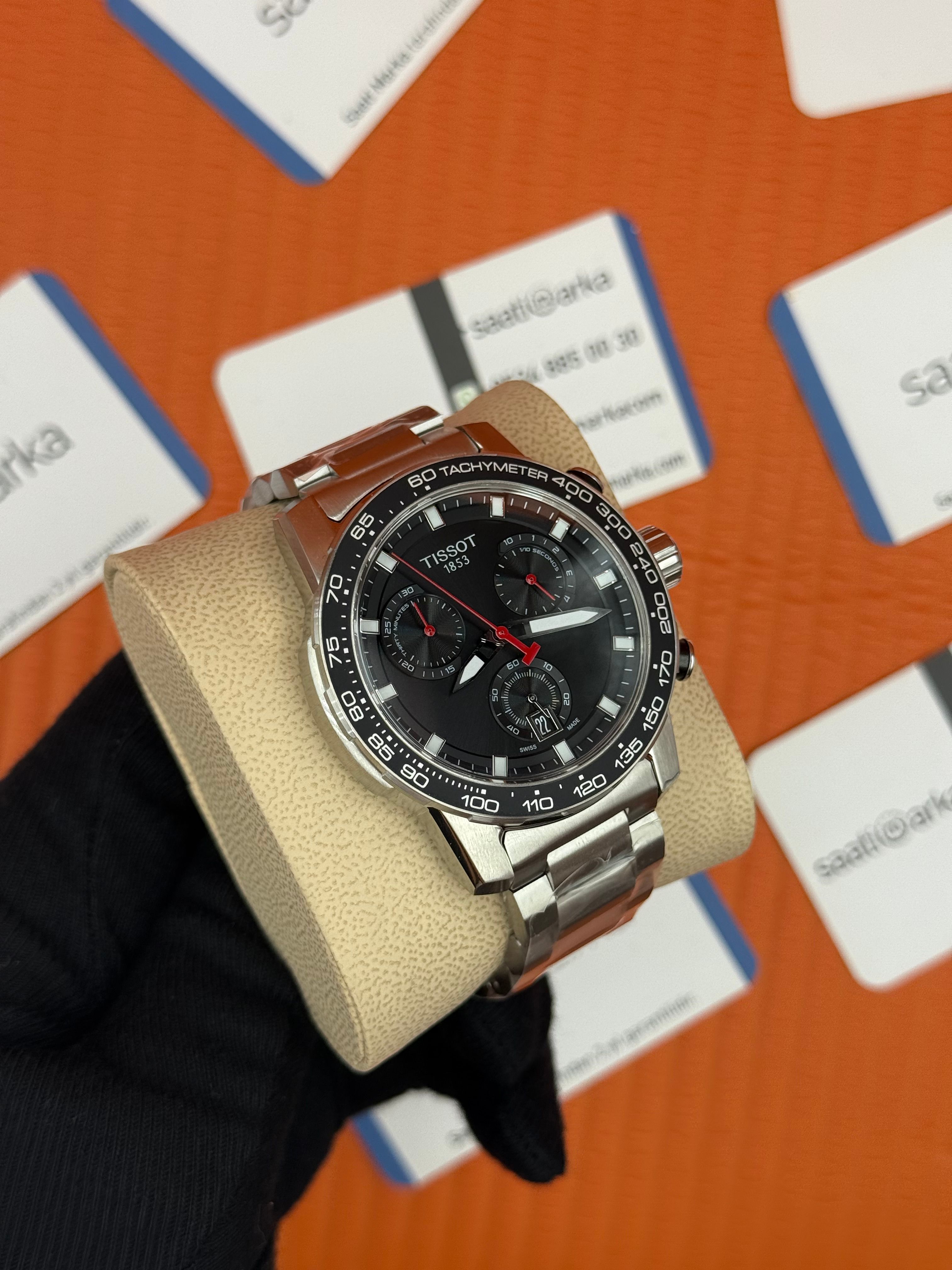 TISSOT siyah kadran silver kasa kordon erkek kol saati