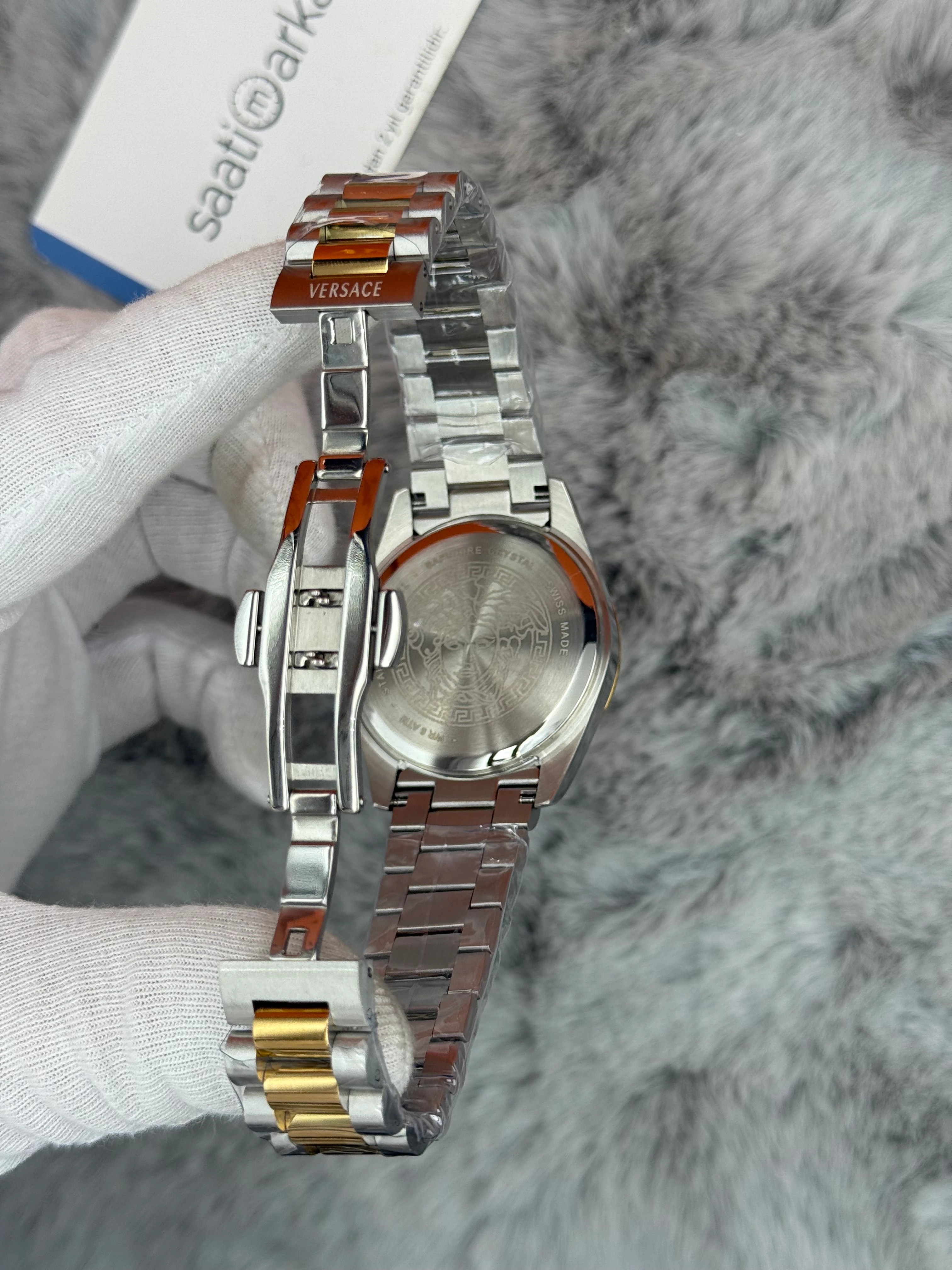 VERSACE 40MM MAVİ KADRAN GOLD SİLVER KASA KORDON ERKEK KOOL SAATİ