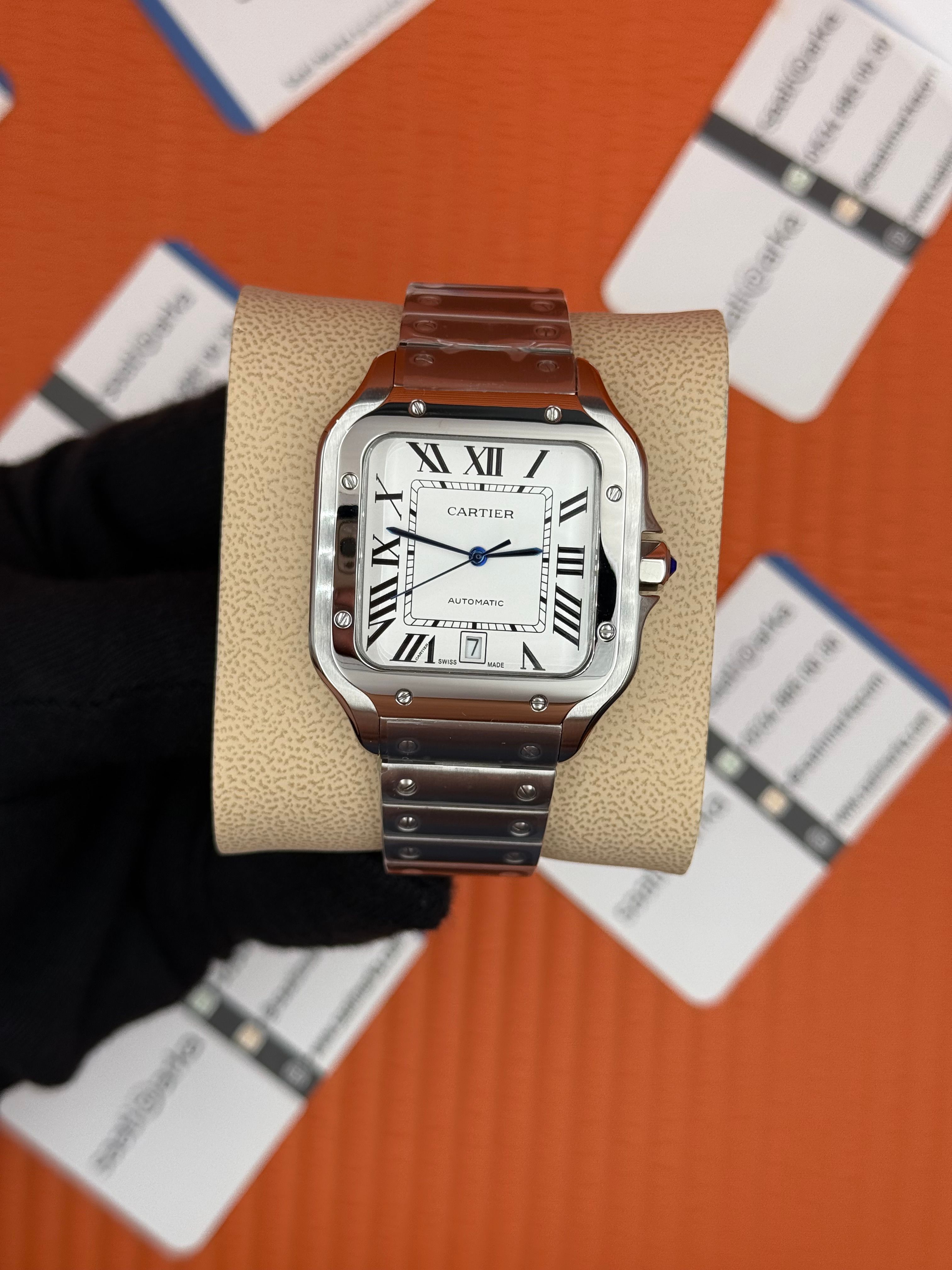 CARTIER SANTOS BEYAZ KADRAN 904L ÇELİK KASA KORDON