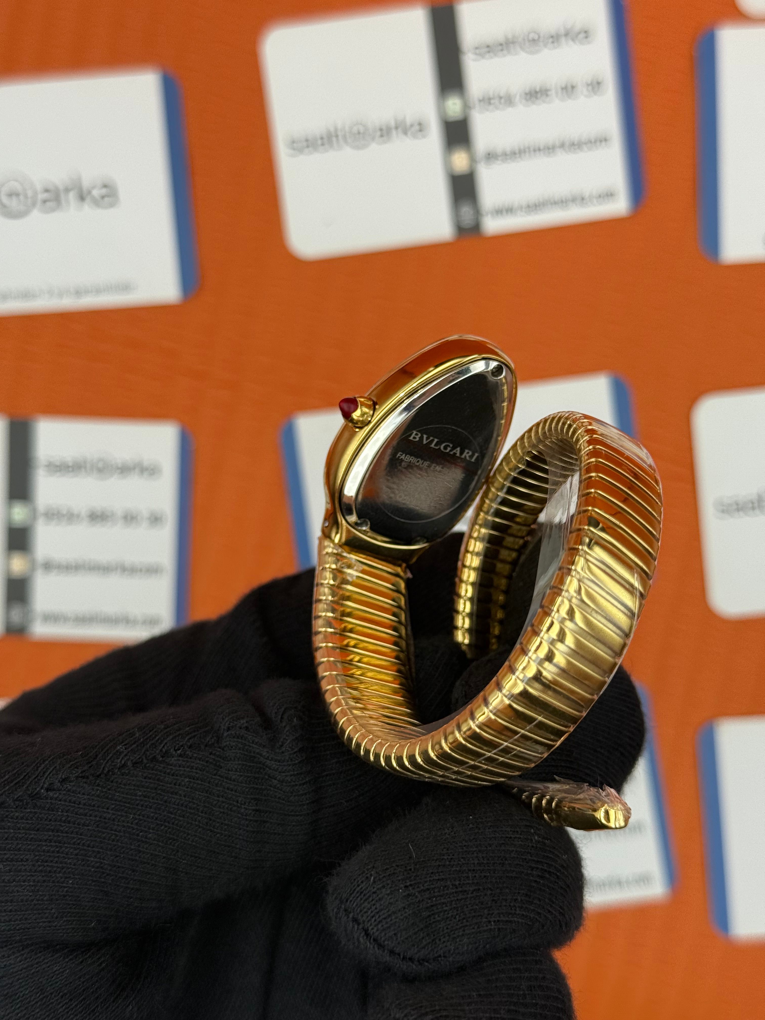 BVLGARİ serpenti tek sarma gold kordon mavi kadran kadın kol saati