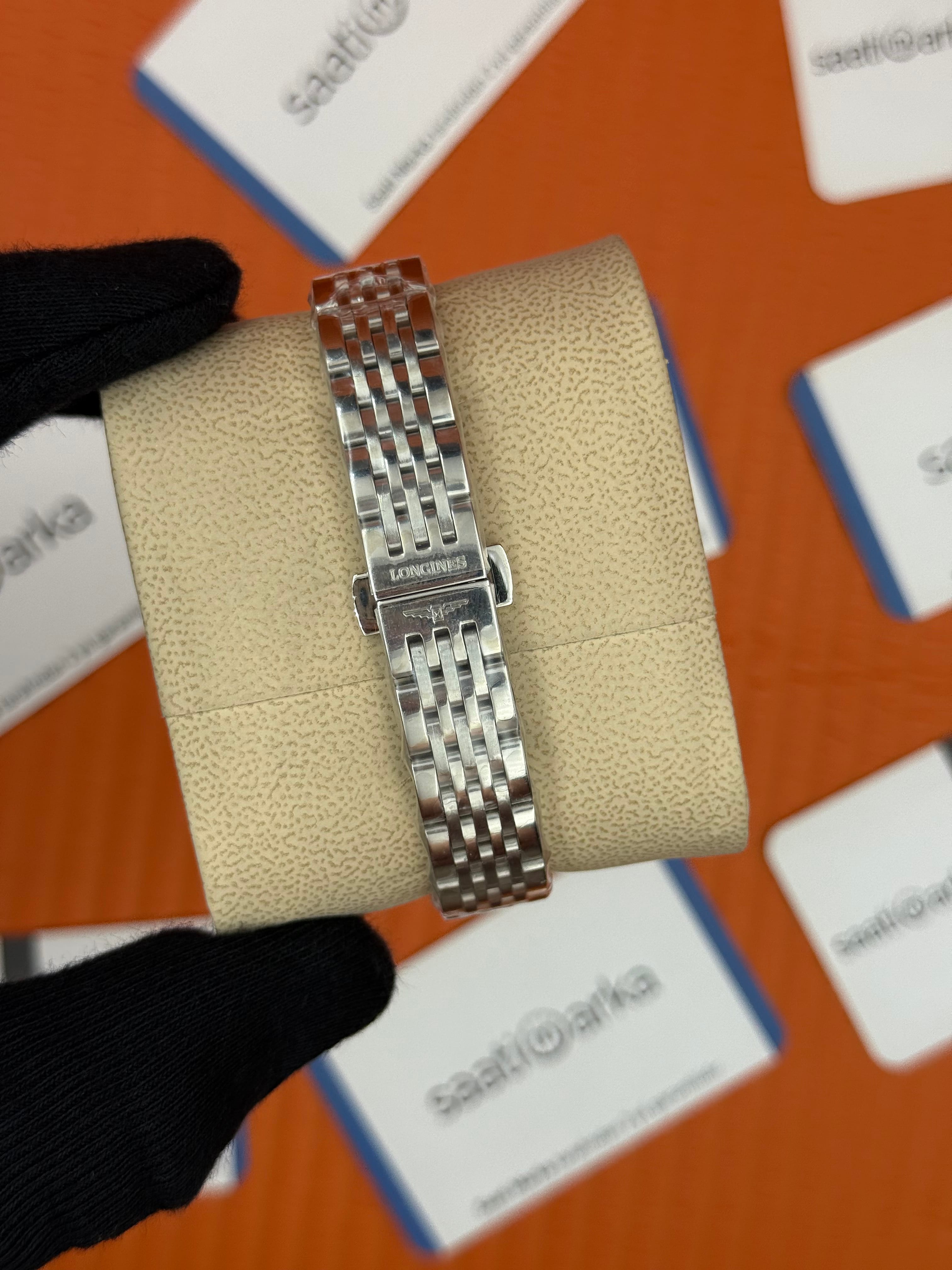 LONGINES L431049976 mavi baget taşlı kadran silver kasa kordon 29mm