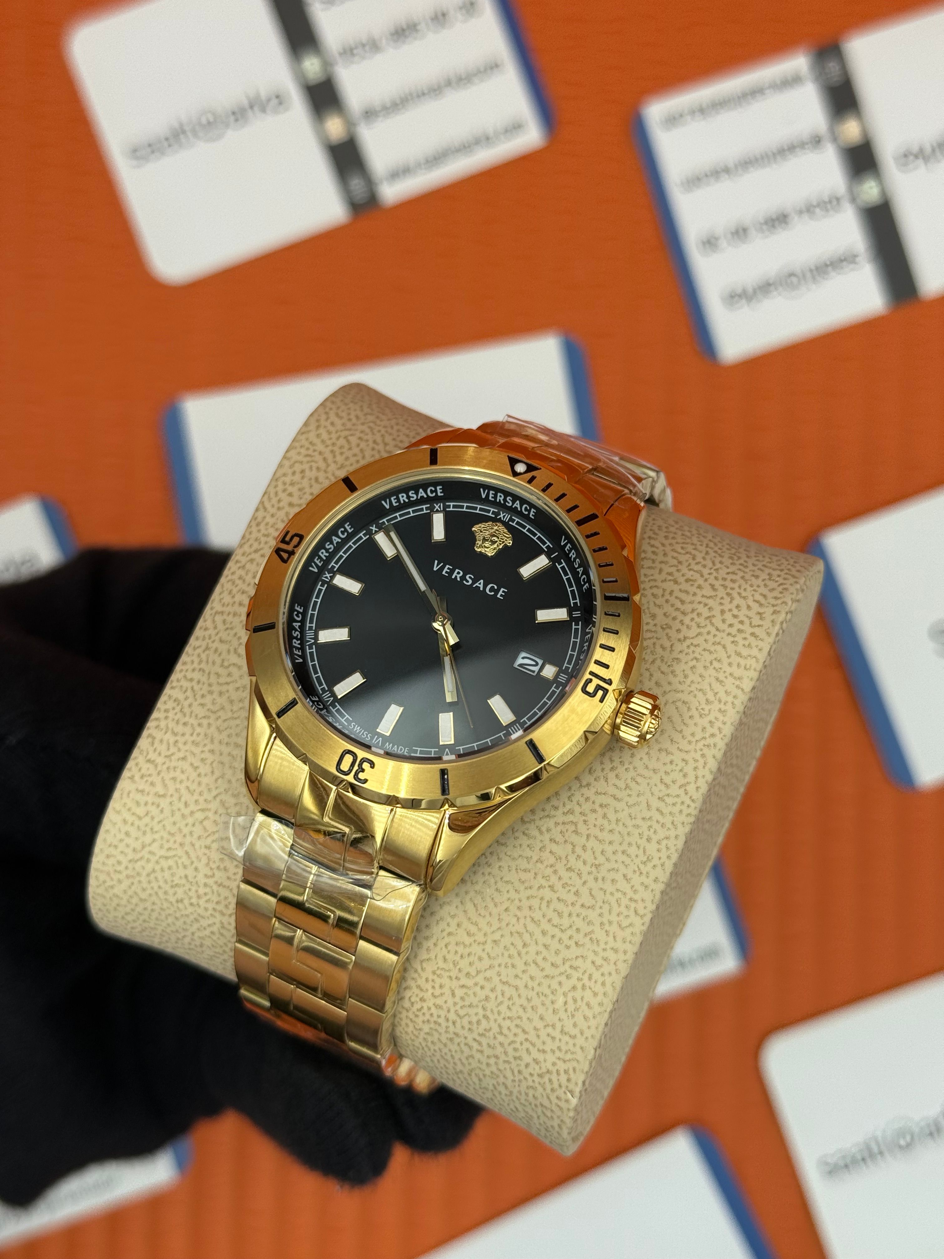 VERSACE ERKEK KOL SAATİ FULL GOLD YEŞİL KADRAN OYSTER KORDON 