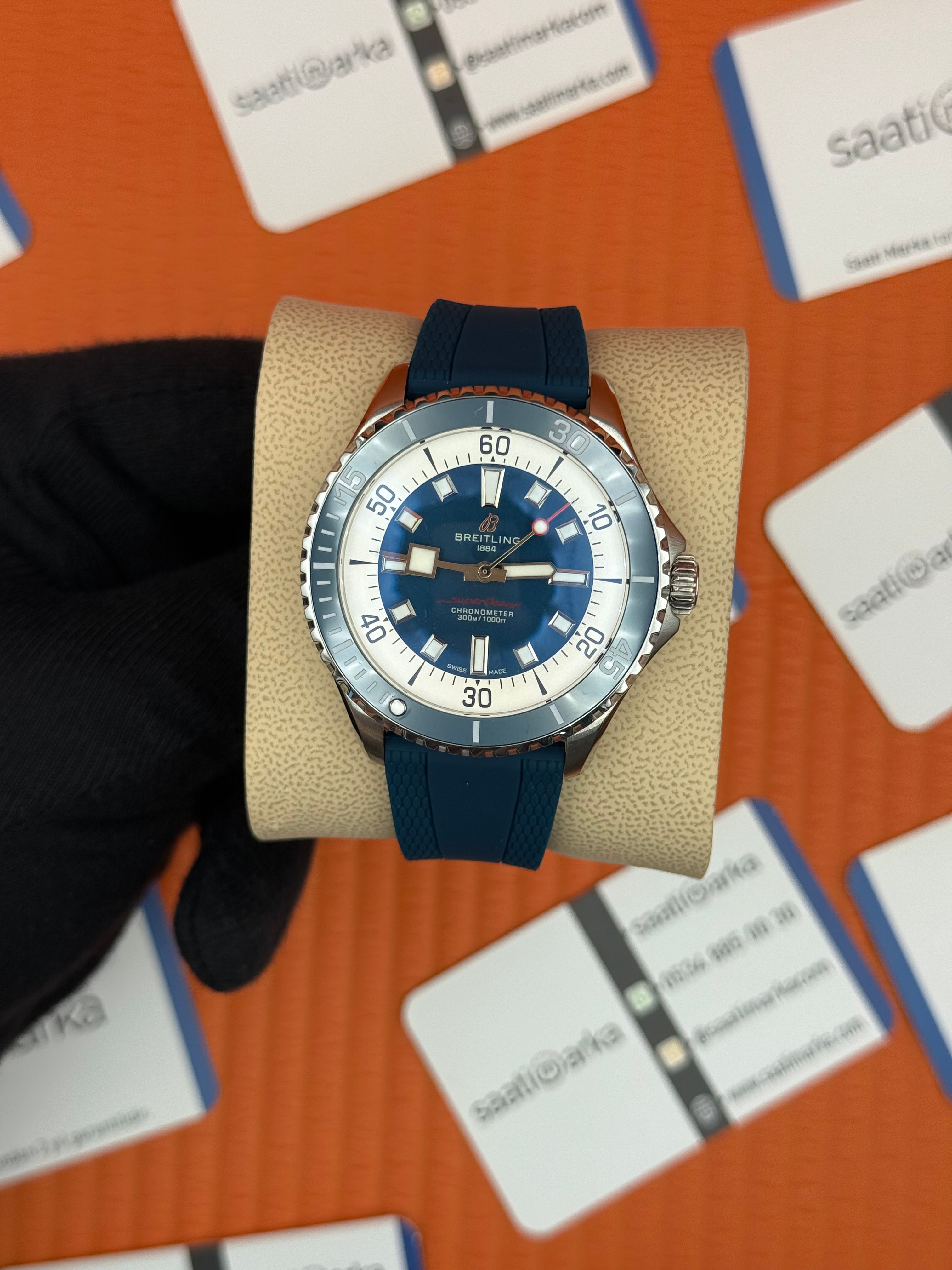 ROLEX Superocean lacivert kauçuk kordon lacivert kadran