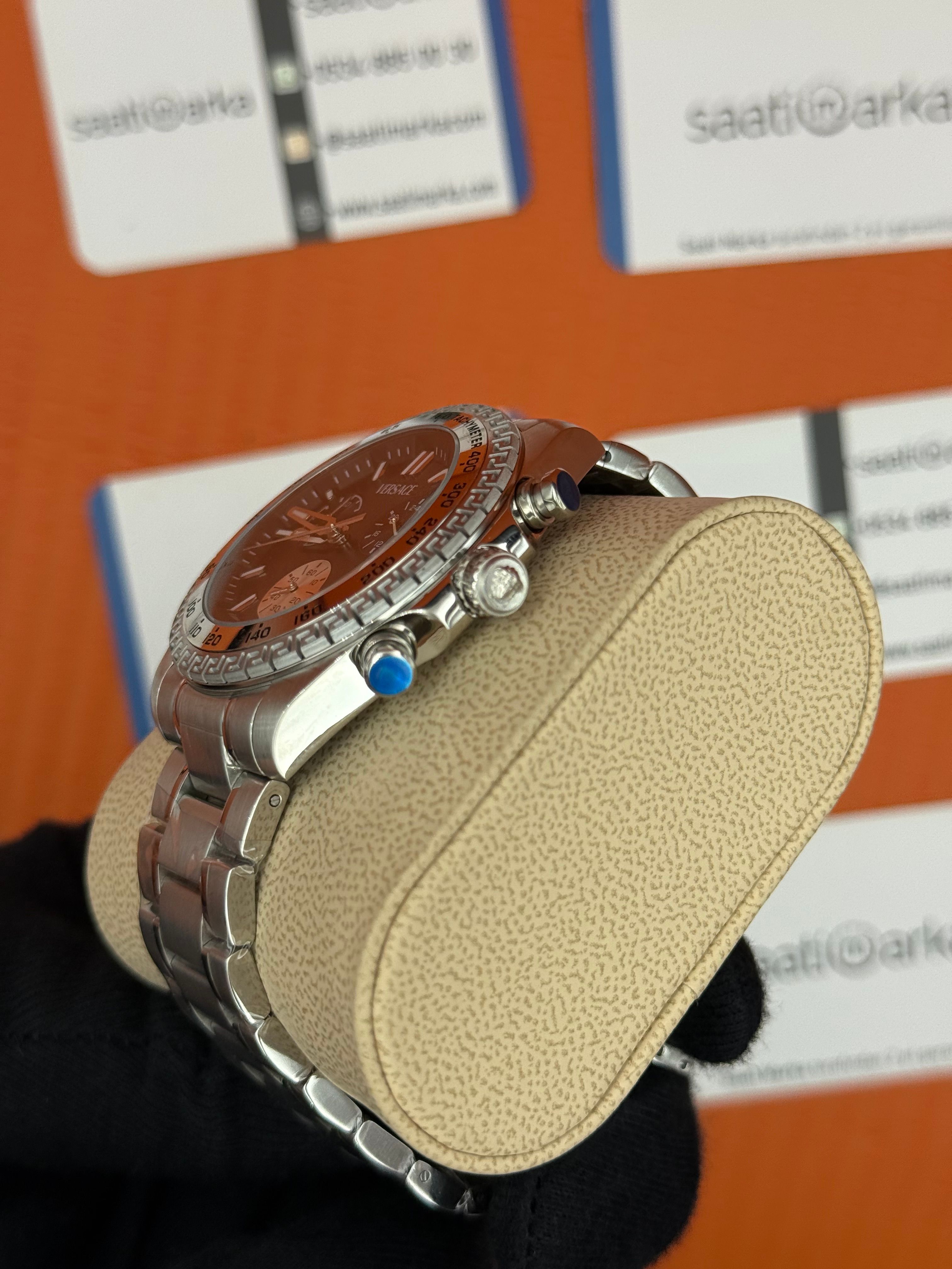 VERSACE siyah kadran silver kasa kordon erkek kol saati
