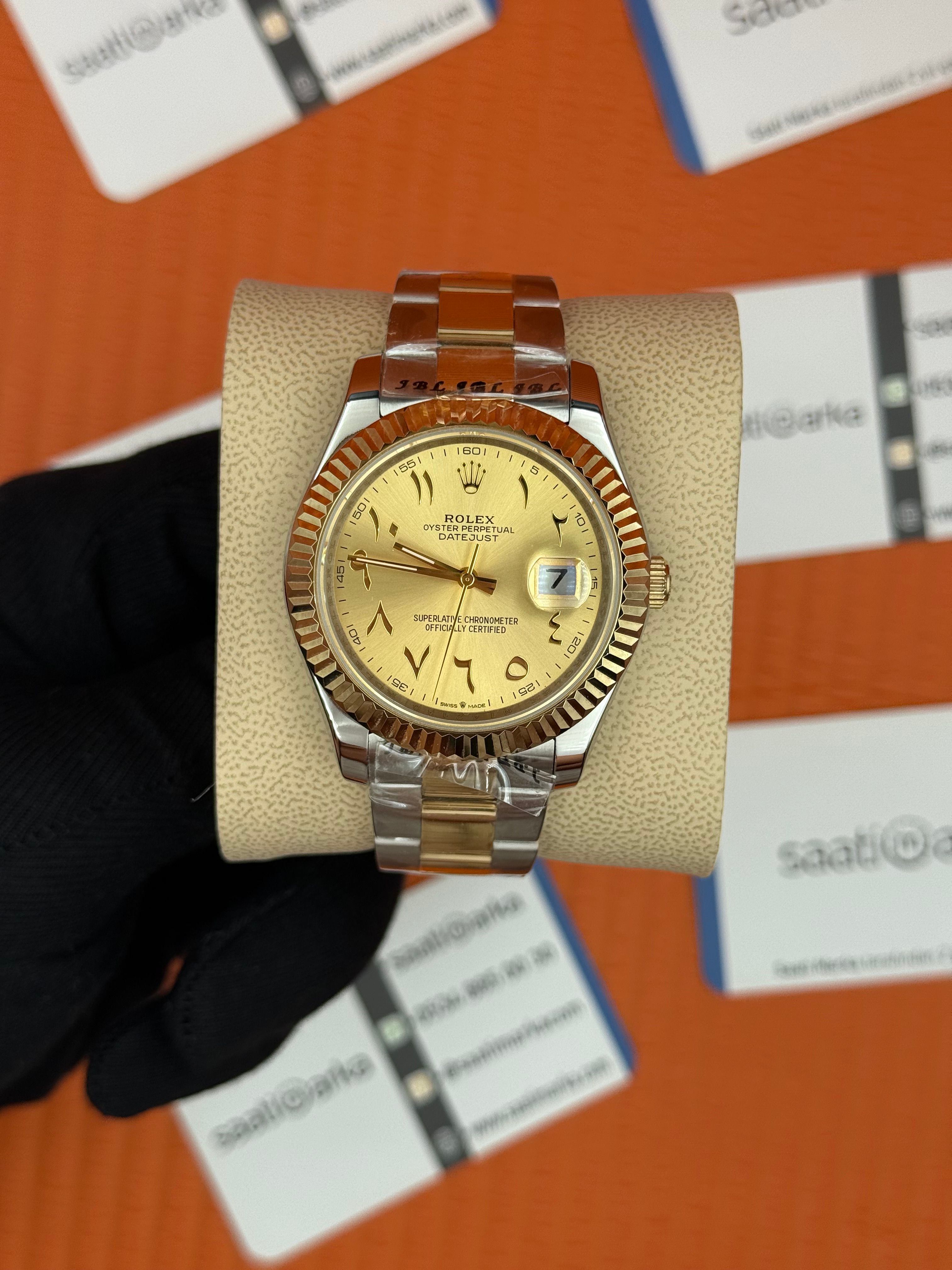ROLEX Datejust arap indexli gold silver kasa-kordon oyster