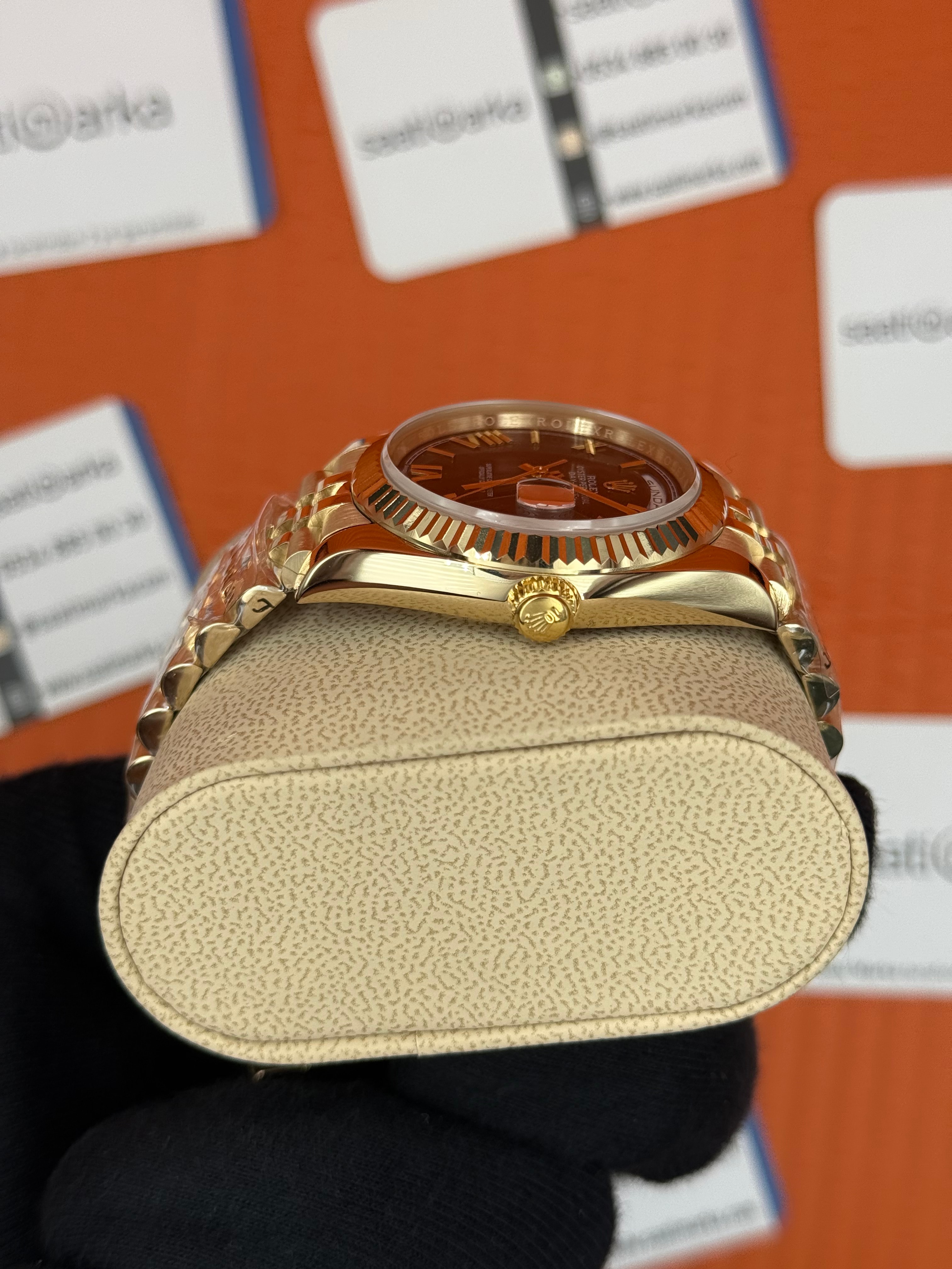 ROELX Day Date roma rakamlı siyah kadran jubilee kordon