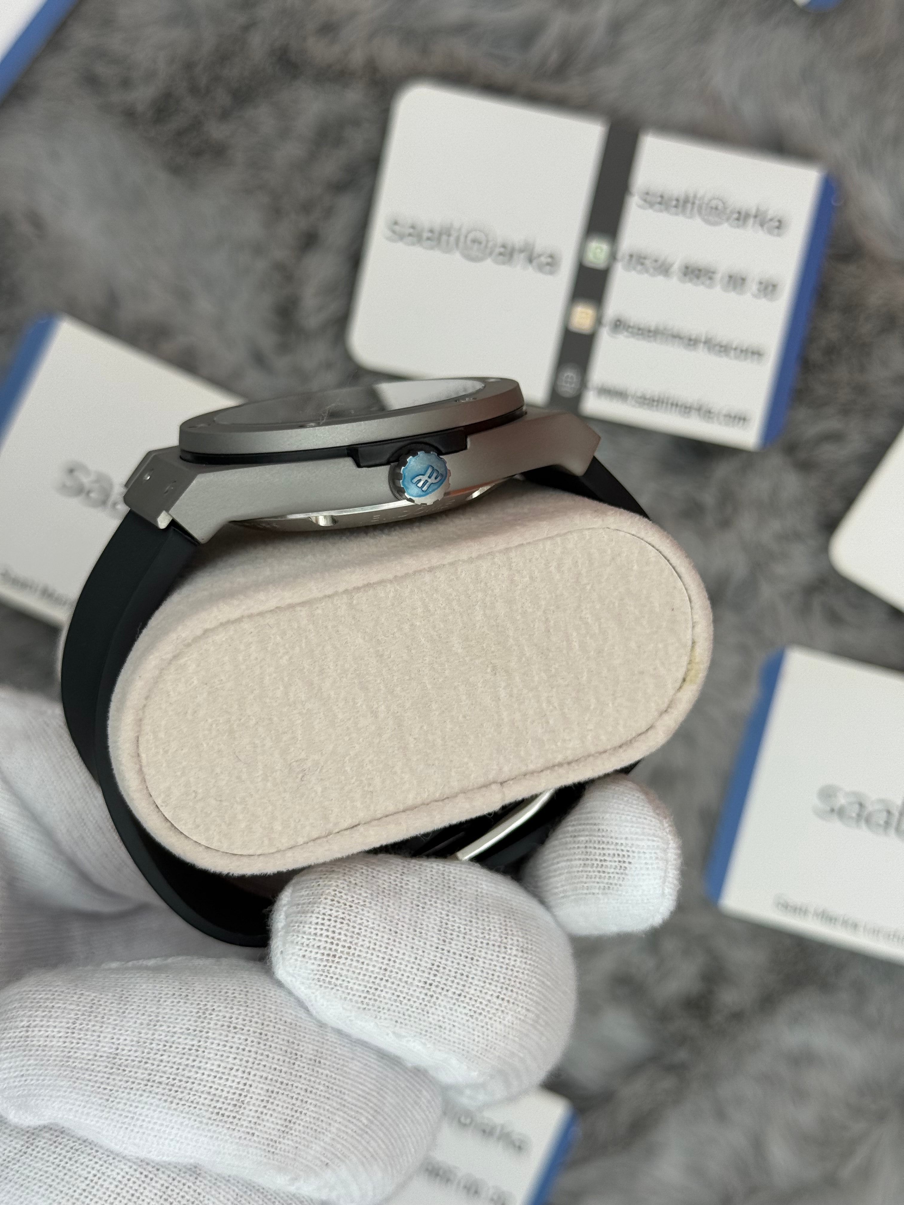 HUBLOT big bang tourbillon 41mm silver kasa siyah kauçuk kordon erkek kol saati