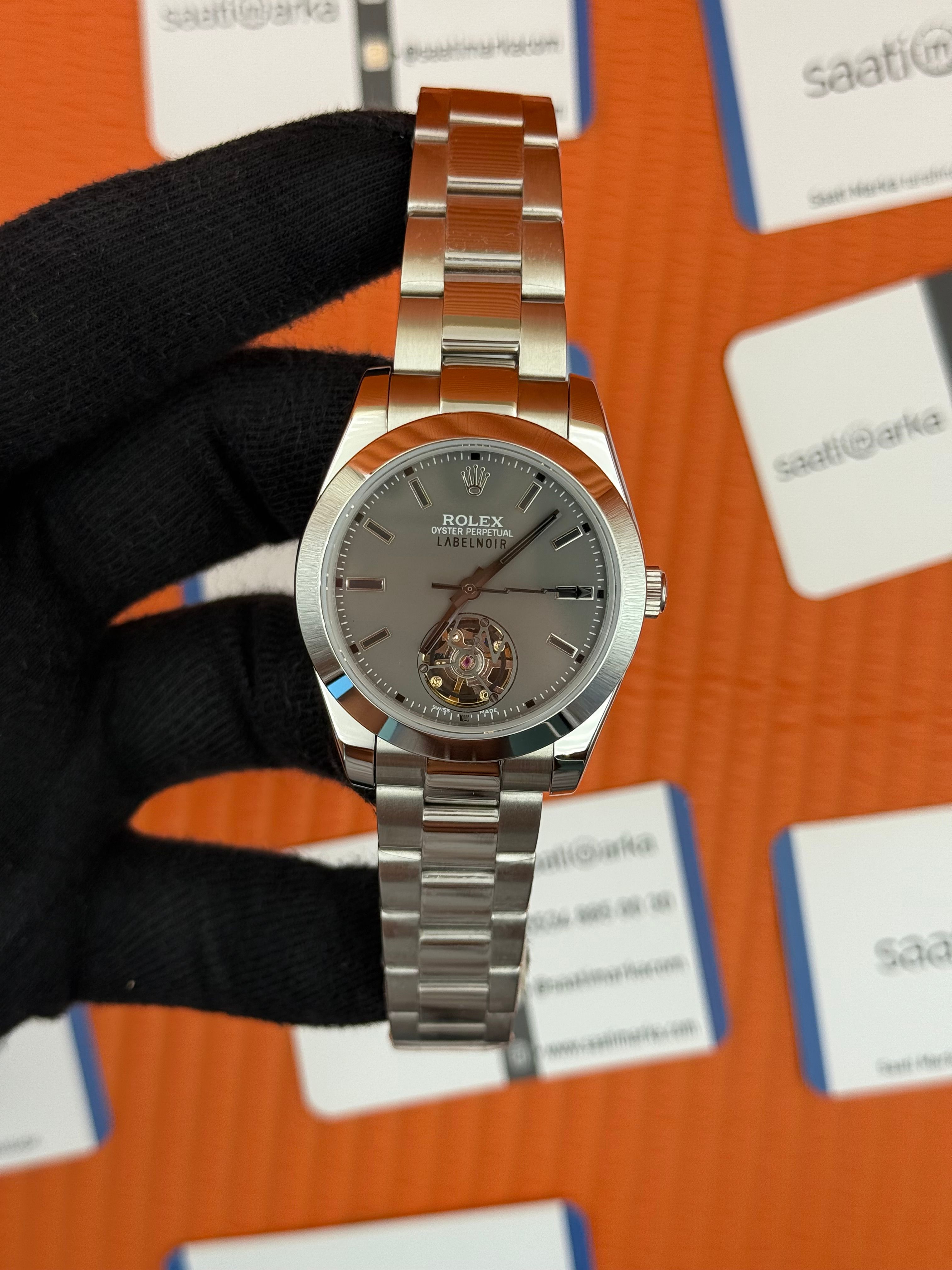 ROLEX Label Noir tourbillon silver kasa kordon