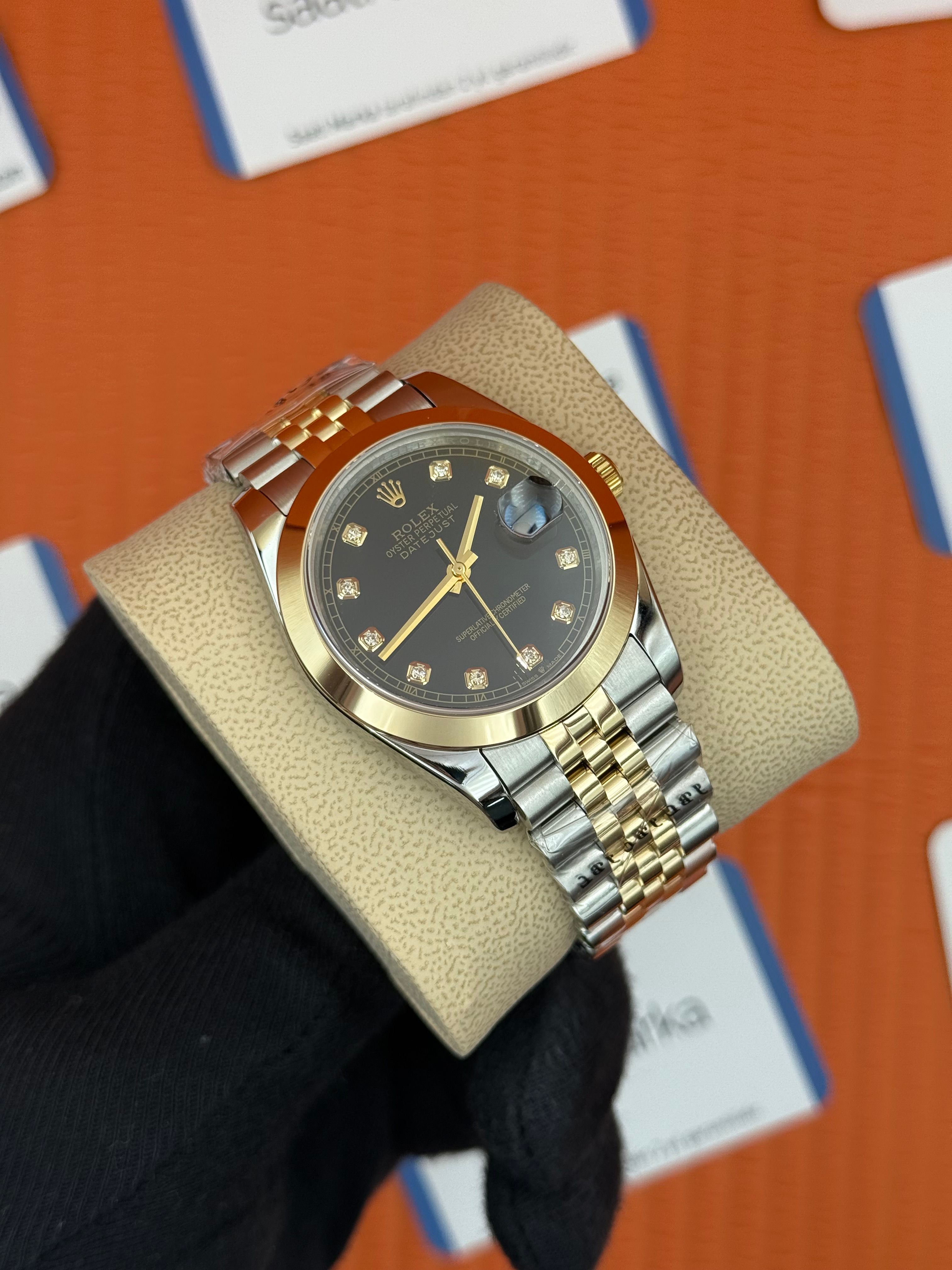ROLEX Datejust baget taşlı black dial gold-silver jubilee kordon