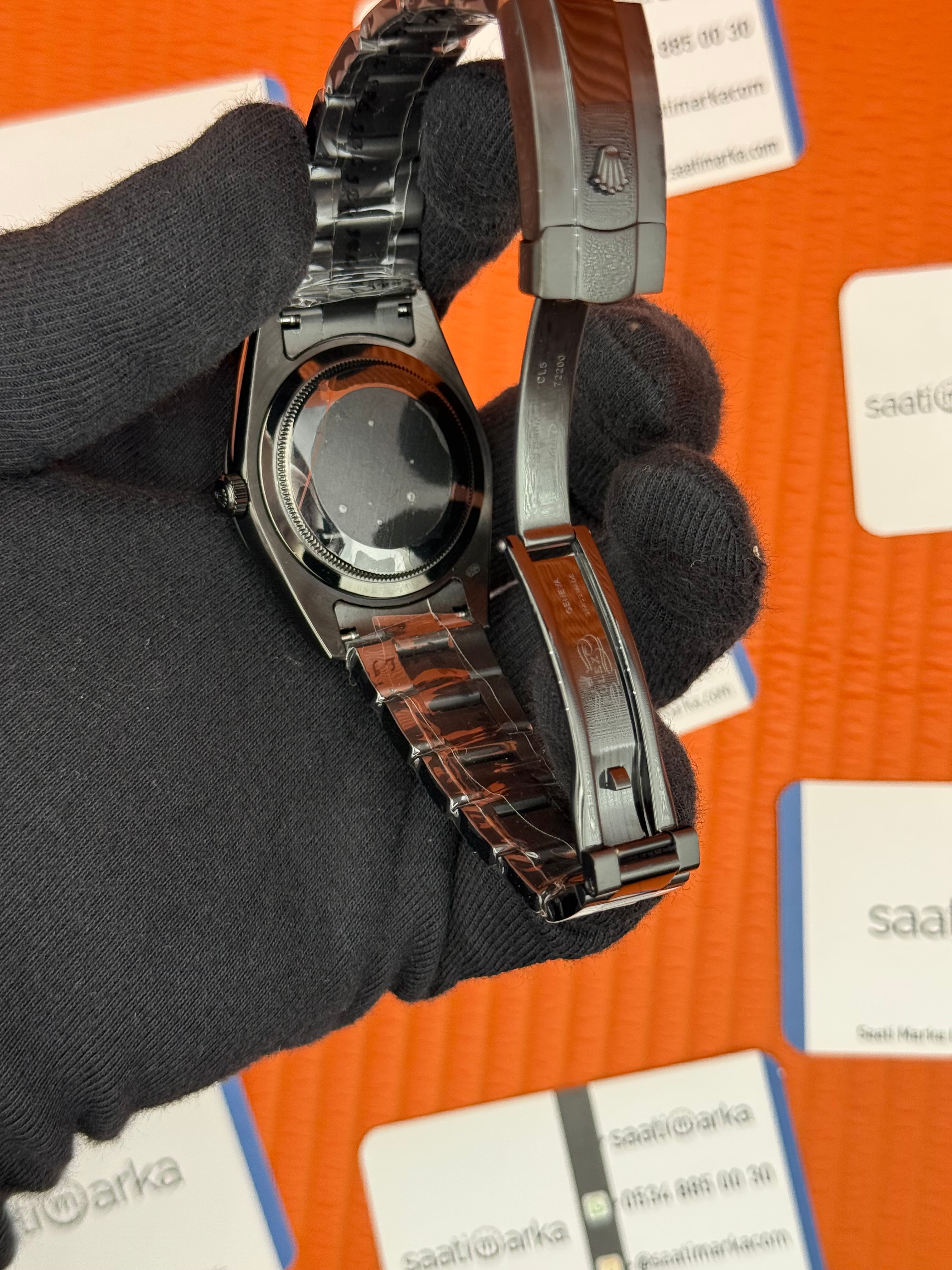ROLEX Milgauss siyah kadran siyah kasa kordon