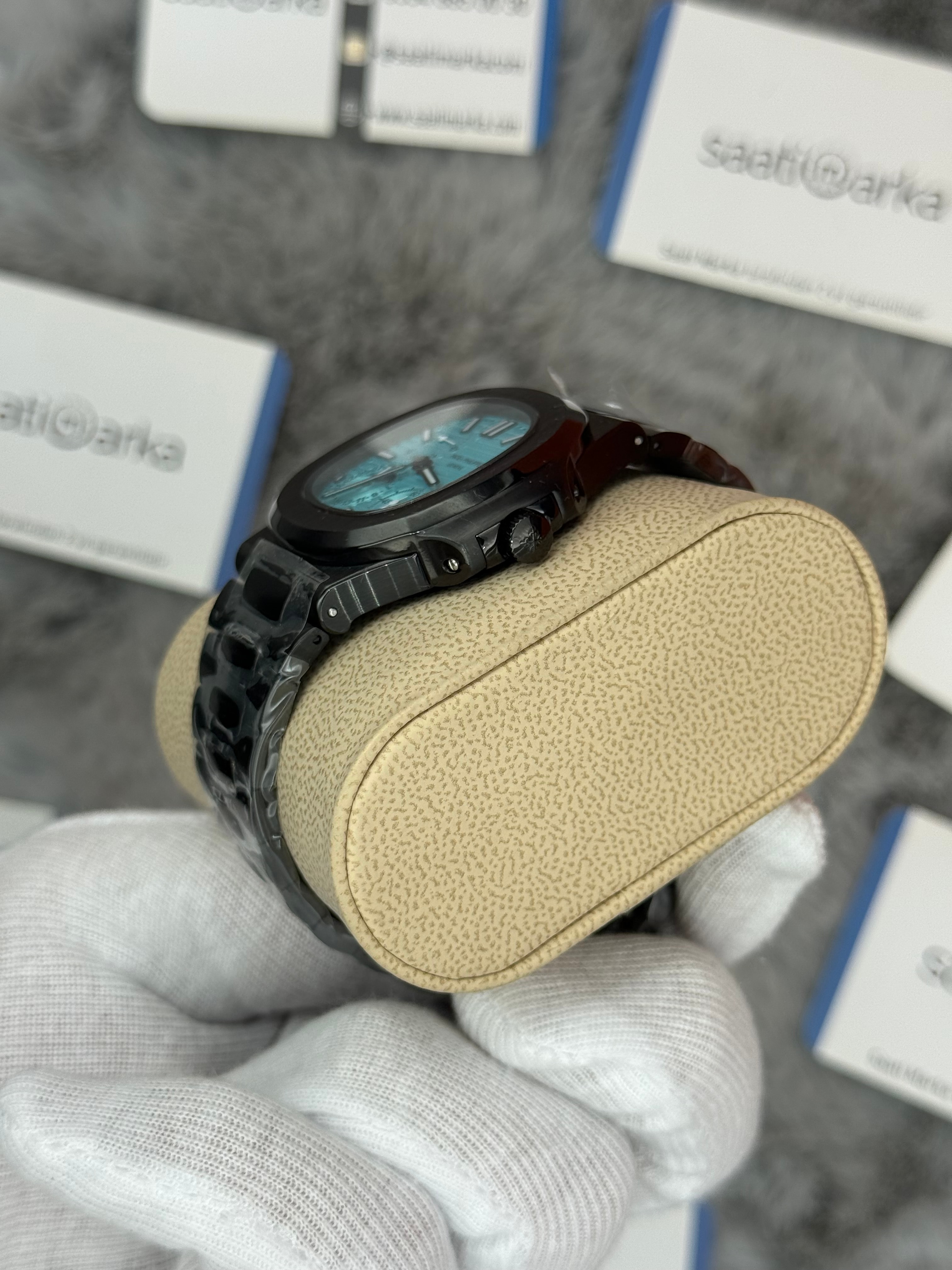 PATEK PHİLİPPE nautilus moontphase 5712 turkuaz kadran siyah kasa kordon 40mm erkek kol saati
