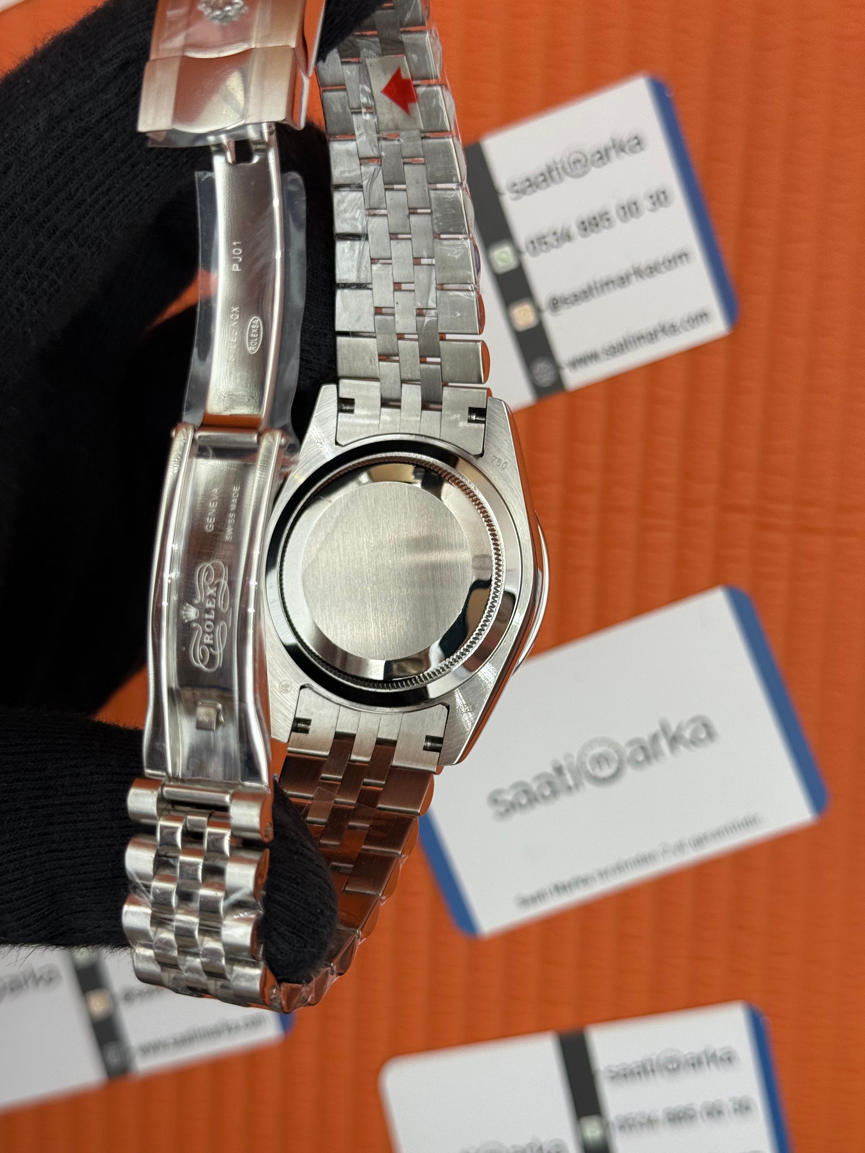 ROLEX Datejust taşlı bezel white dial silver jubilee kordon