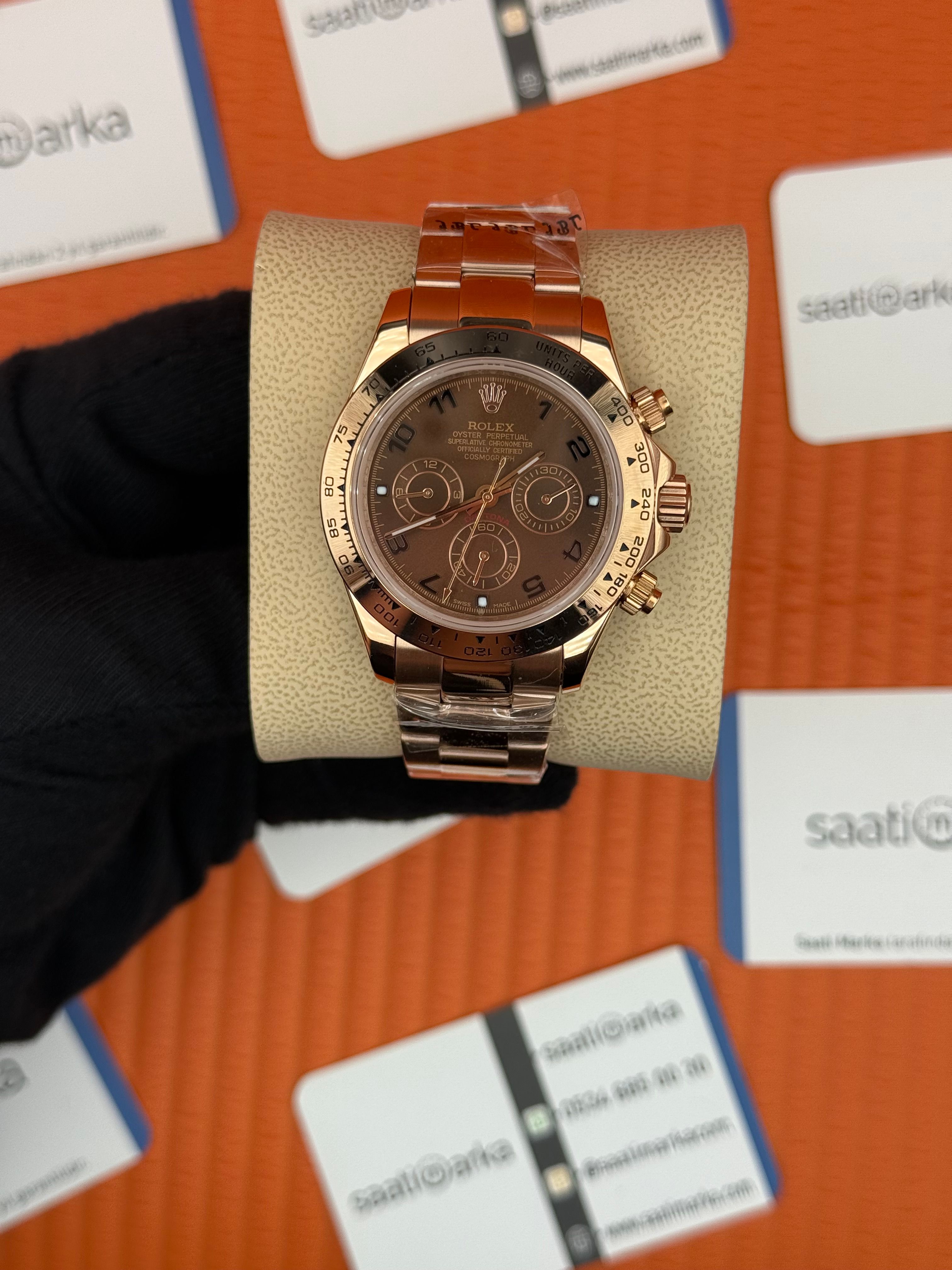 ROLEX Daytona chocolate dial rose kasa-kordon