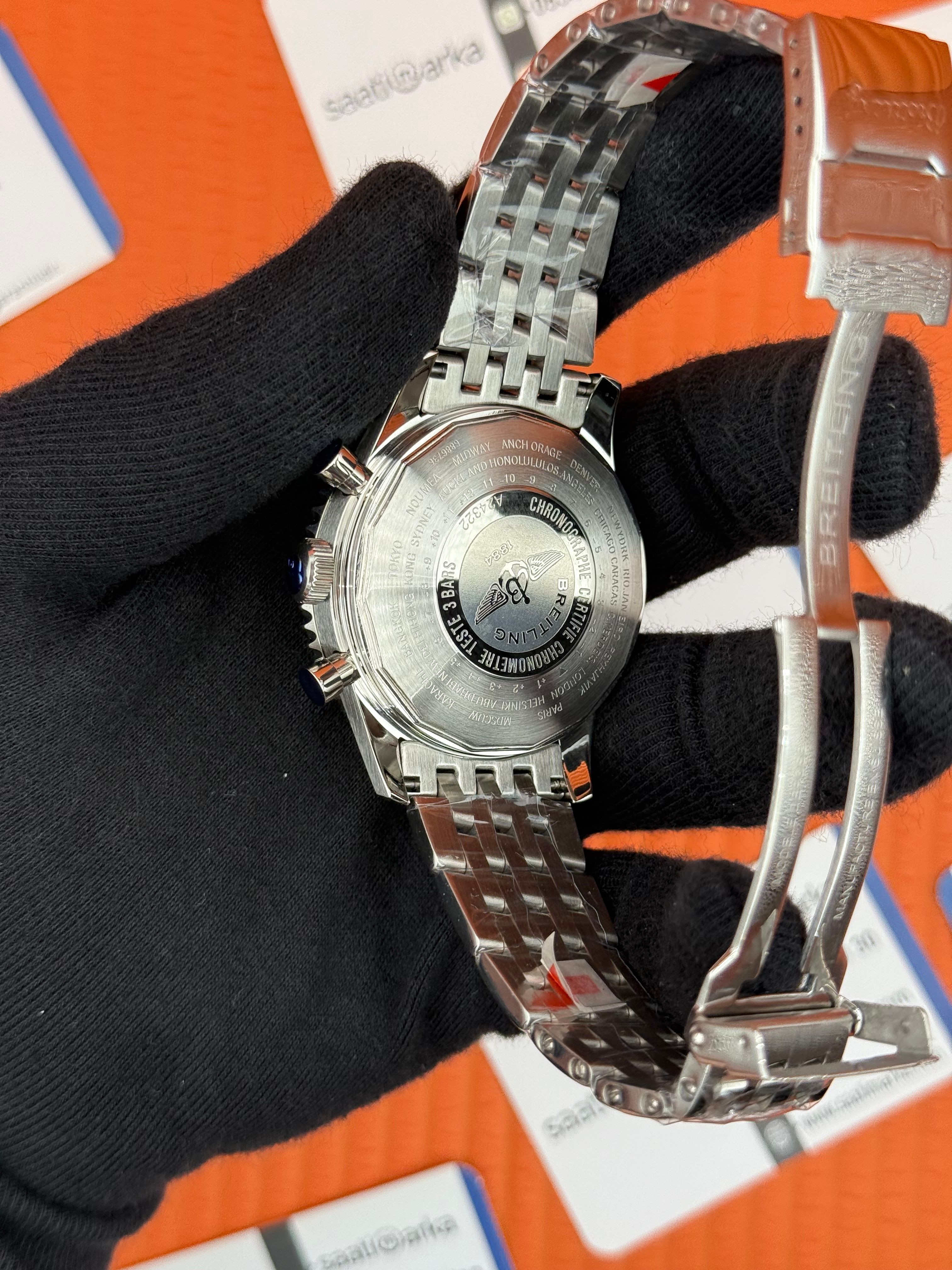 BREITLING Navitimer siyah kadran çelik kasa-kordon