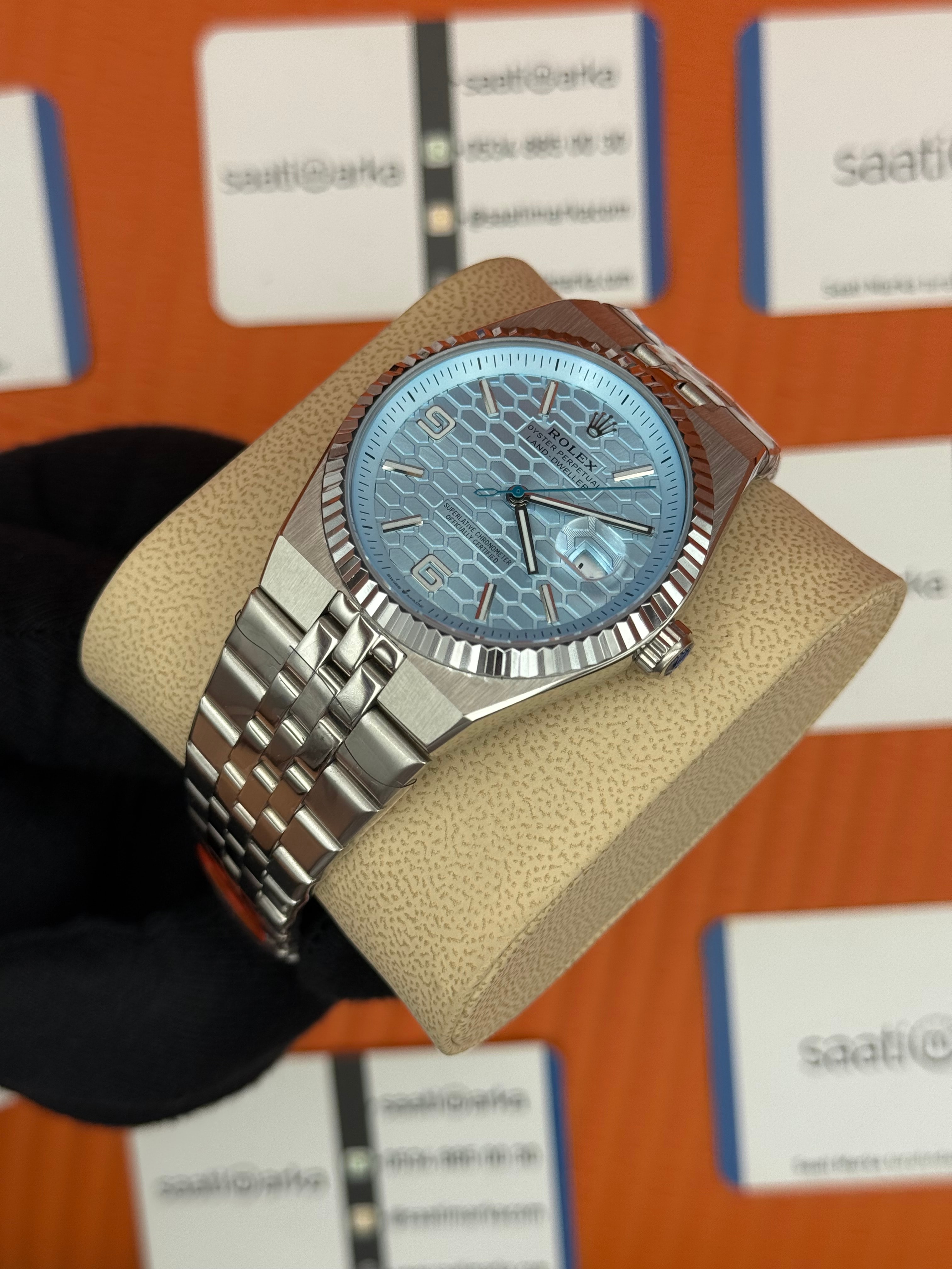 ROLEX  land dweller 40mm turkuaz kadran silver kasa kordon oystersteel erkek kol saati